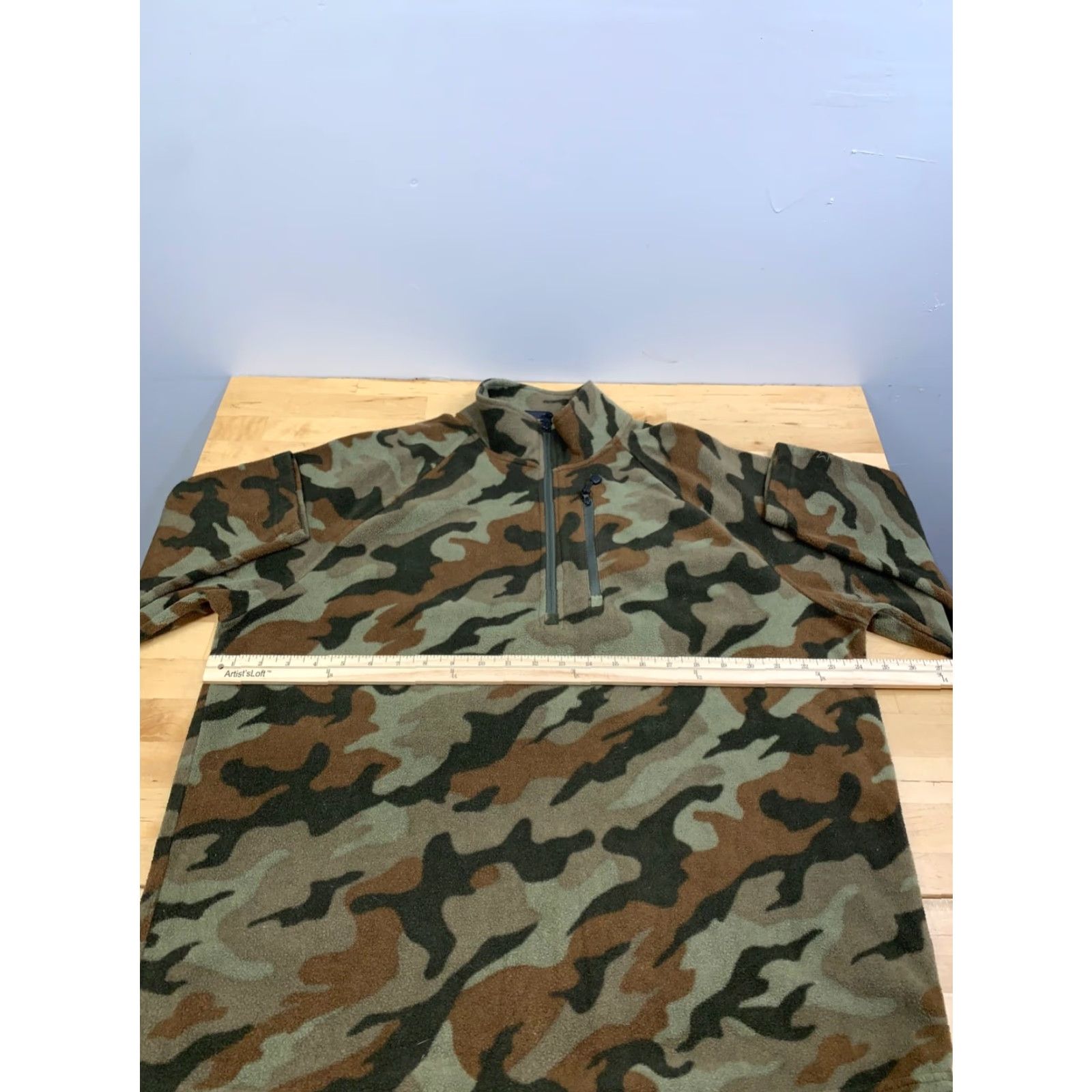 Starter Starter Sweatshirt Mens L 1/4 Zip Camouflage Green Pullover Mock Neck Casual Casualwear Outdoor Fleece Polyester Size US L / EU 52-54 / 3 - 7 Thumbnail