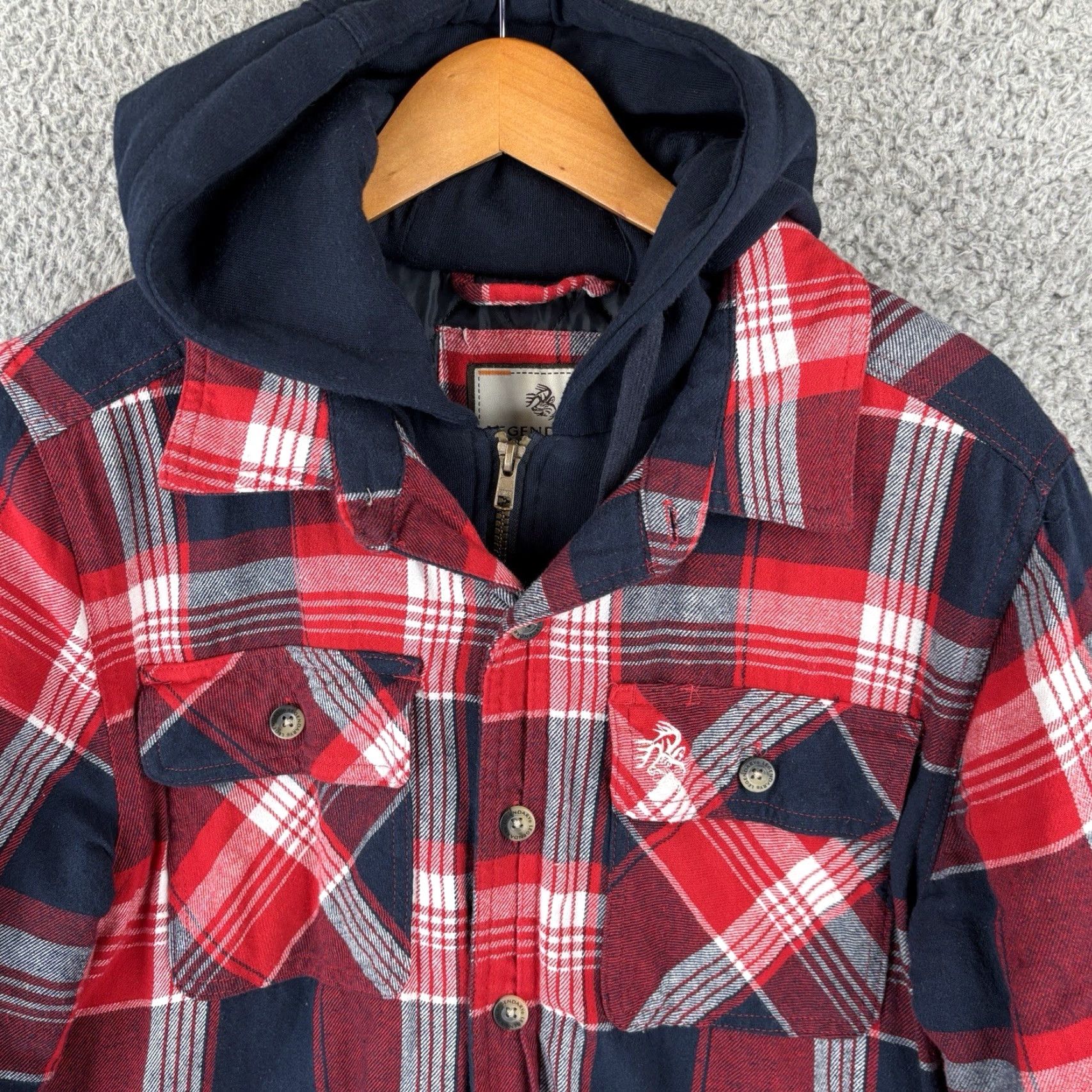 Vintage Legendary Whitetails Shacket Hoodie Shirt Jacket Men M Flannel Red Plaid Heavyweight Vintage N/A Size US M / EU 48-50 / 2 - 4 Thumbnail