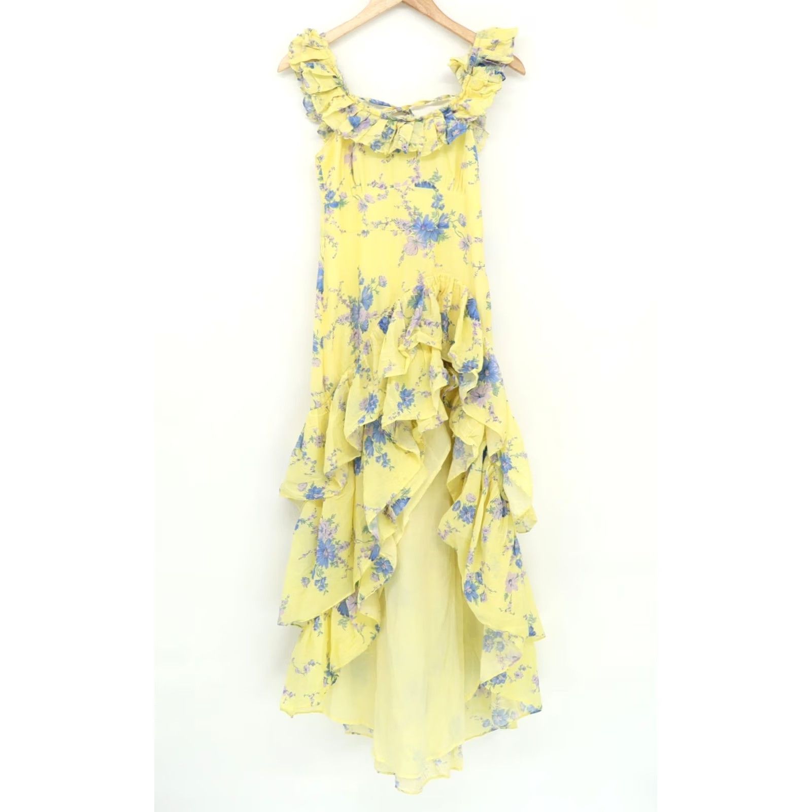 LoveShackFancy LoveShackFancy Dress Maxi Floral Off Shoulder Yellow Sz 00 Women's Sleeveless Asymmetric Viscose Rayon Long Size XXS / US 00 / IT 34 - 2 Thumbnail