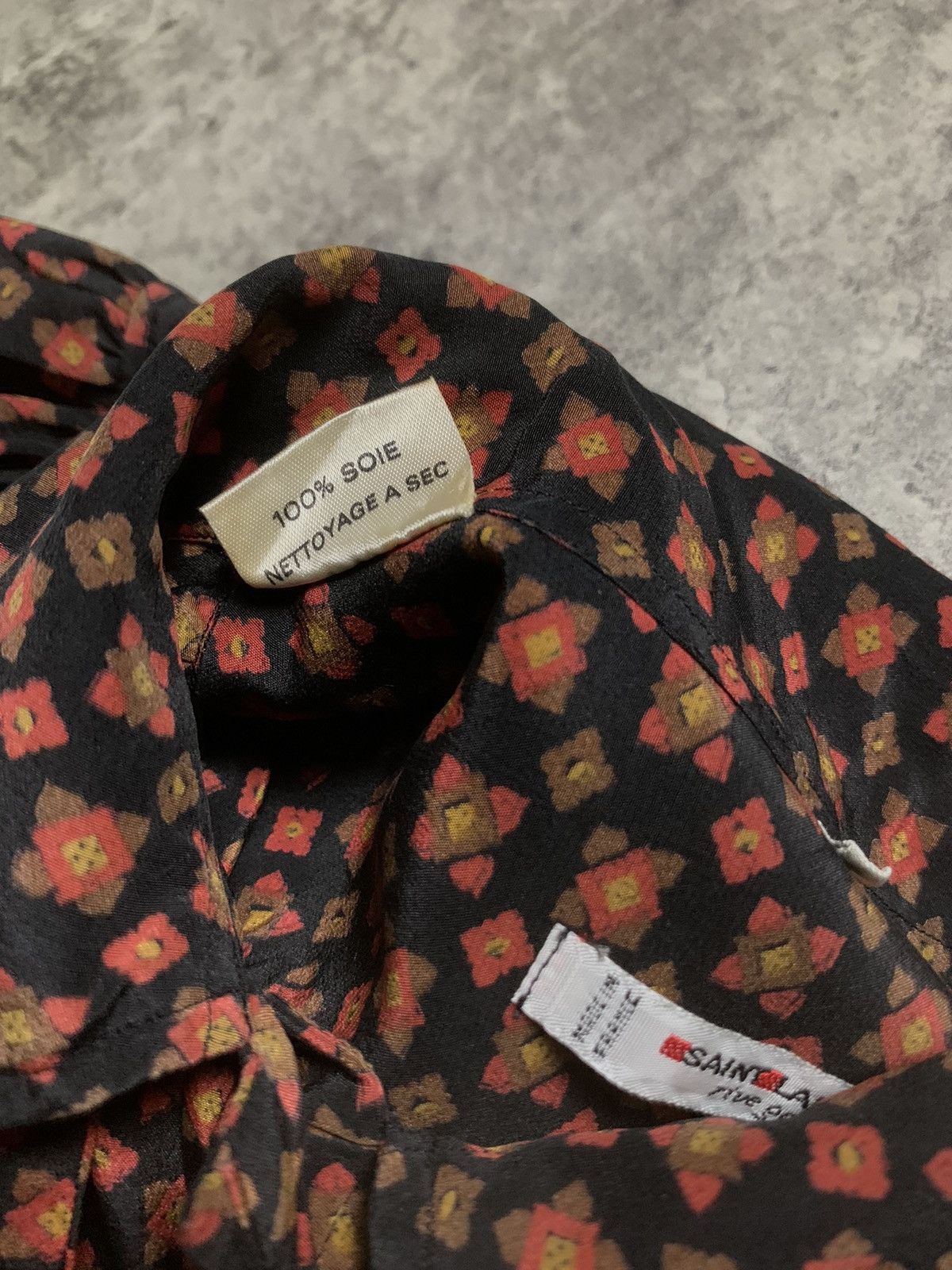 Saint Laurent Paris Vintage 70s Saint Laurent Rive Gauche Blouse Silk Tie Neck Size XS / US 0-2 / IT 36-38 - 9 Thumbnail