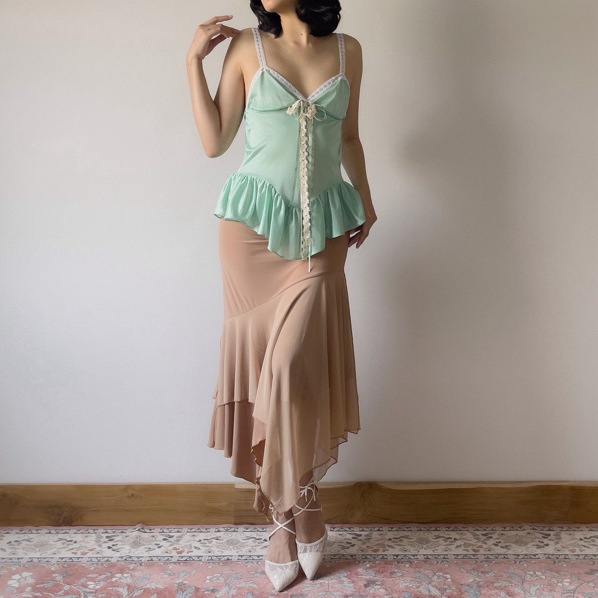 Vintage Romantic 1980's Mint Green Camisole (S-M) Size M / US 6-8 / IT 42-44 - 7 Thumbnail