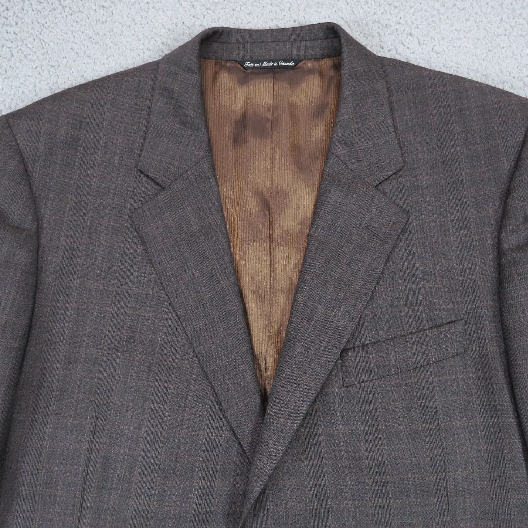 Jack Victor Jack Victor Sport Coat Blazer Mens 44L Brown Wool Glencheck Plaid Notch Lapel Single-Breasted Two-Button Front Vintage: No Size 44R - 3 Thumbnail