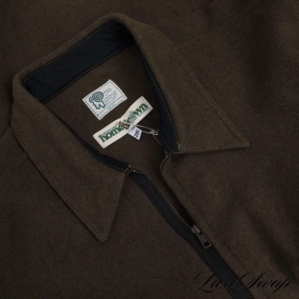 18 East 18 East x Johnson Mills Made in USA Olive Tweed Zip 2XL Size US XXL / EU 58 / 5 - 3 Thumbnail