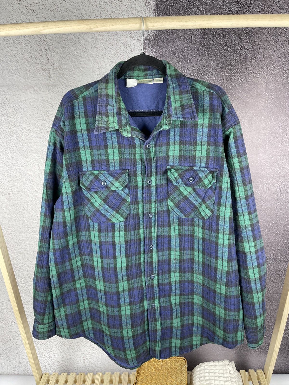 image of L L Bean x Vintage L.l. Bean Timberline Vintage Made In Usa Flannel Overshirt in Green (Size XL)