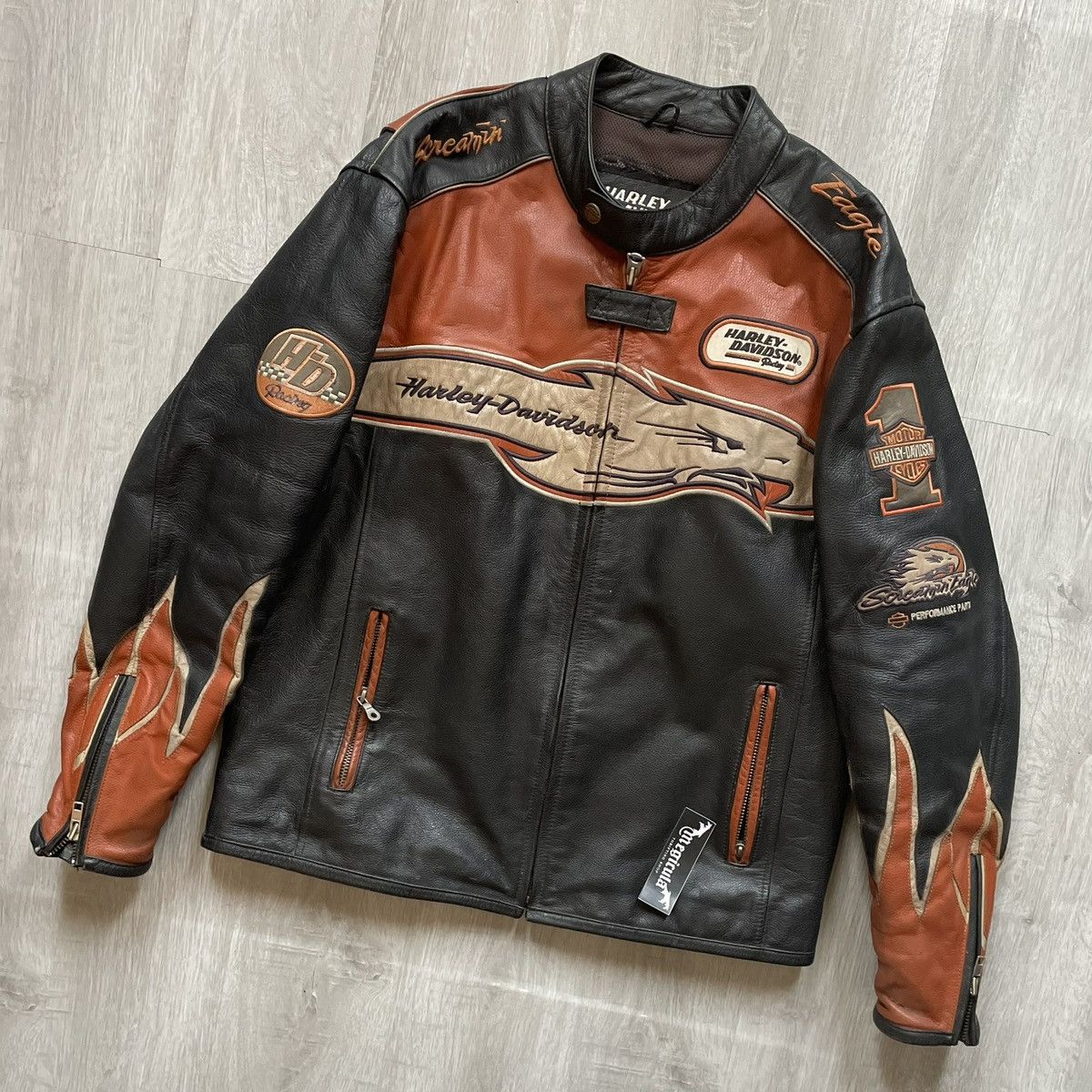 Harley Davidson Harley Davidson Racing Screamin Eagle Vintage Leather Jacket Size US L / EU 52-54 / 3 - 7 Thumbnail