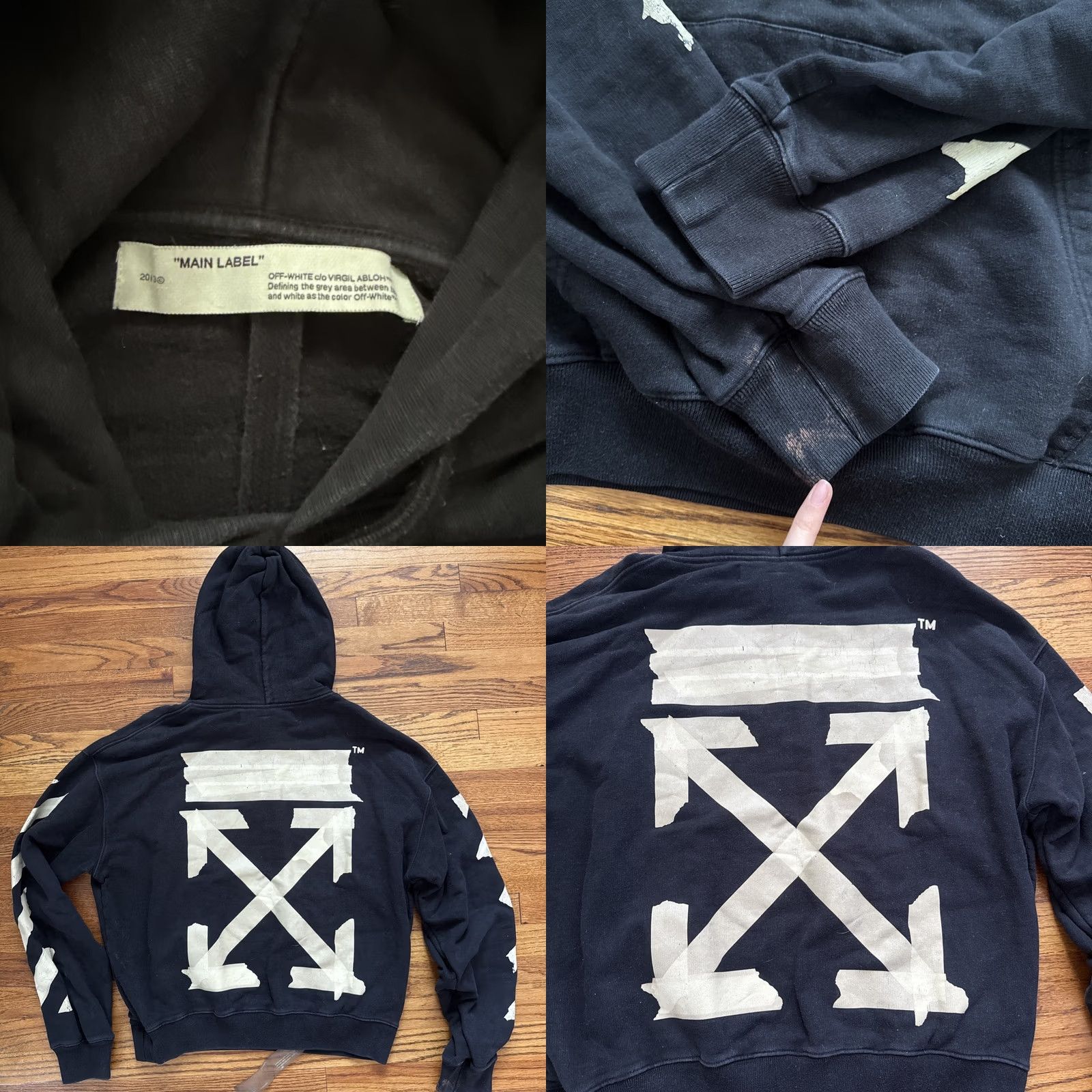 Off-White OFF-WHITE Hoodie Diagonal Arrows Tape C23 Size L Black Mens Pullover Hoodie Size US L / EU 52-54 / 3 - 8 Thumbnail