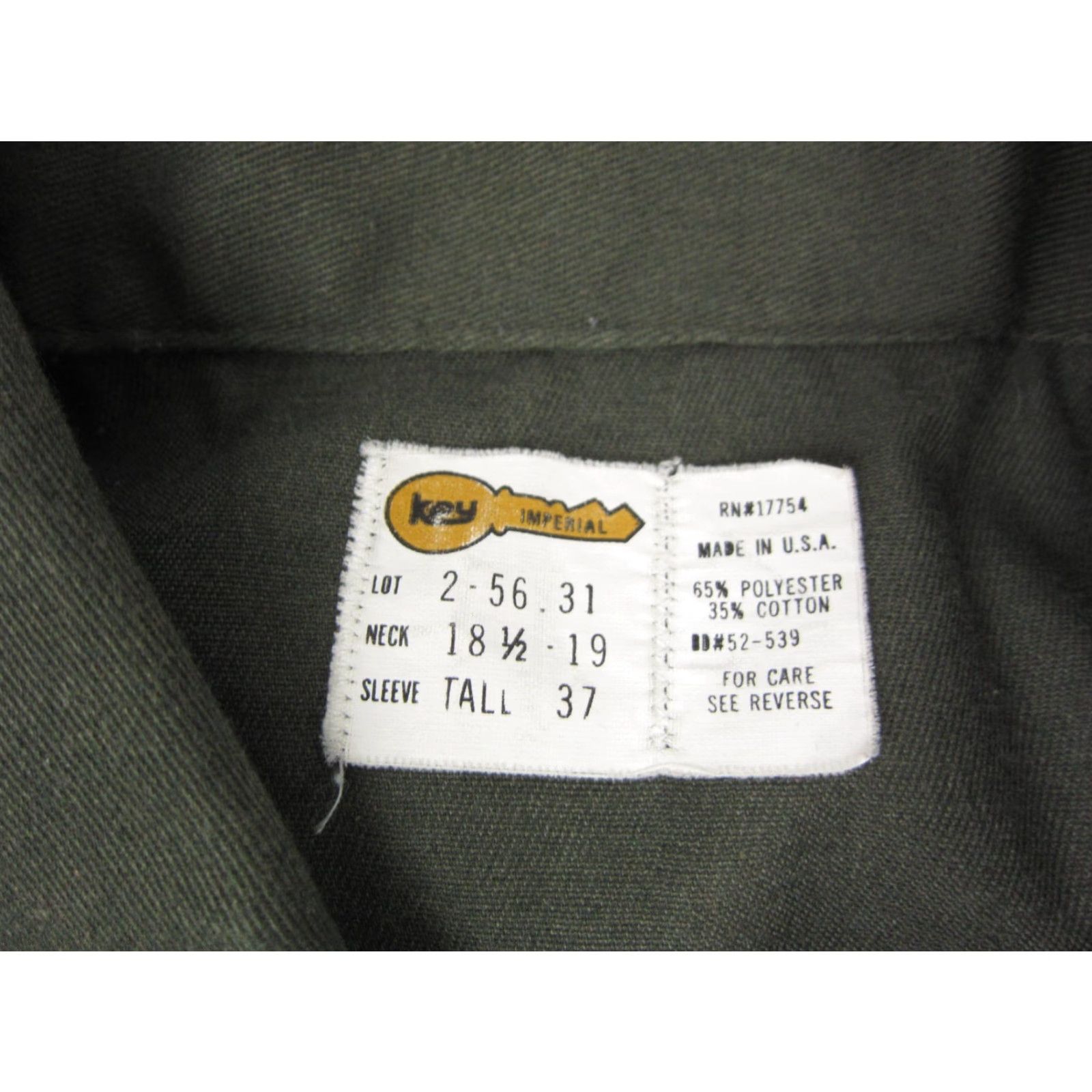 Imperial VINTAGE Key Imperial Shirt Mens 18.5 Green Canvas Work Leisure 70s Made in USA Size US XXL / EU 58 / 5 - 3 Thumbnail
