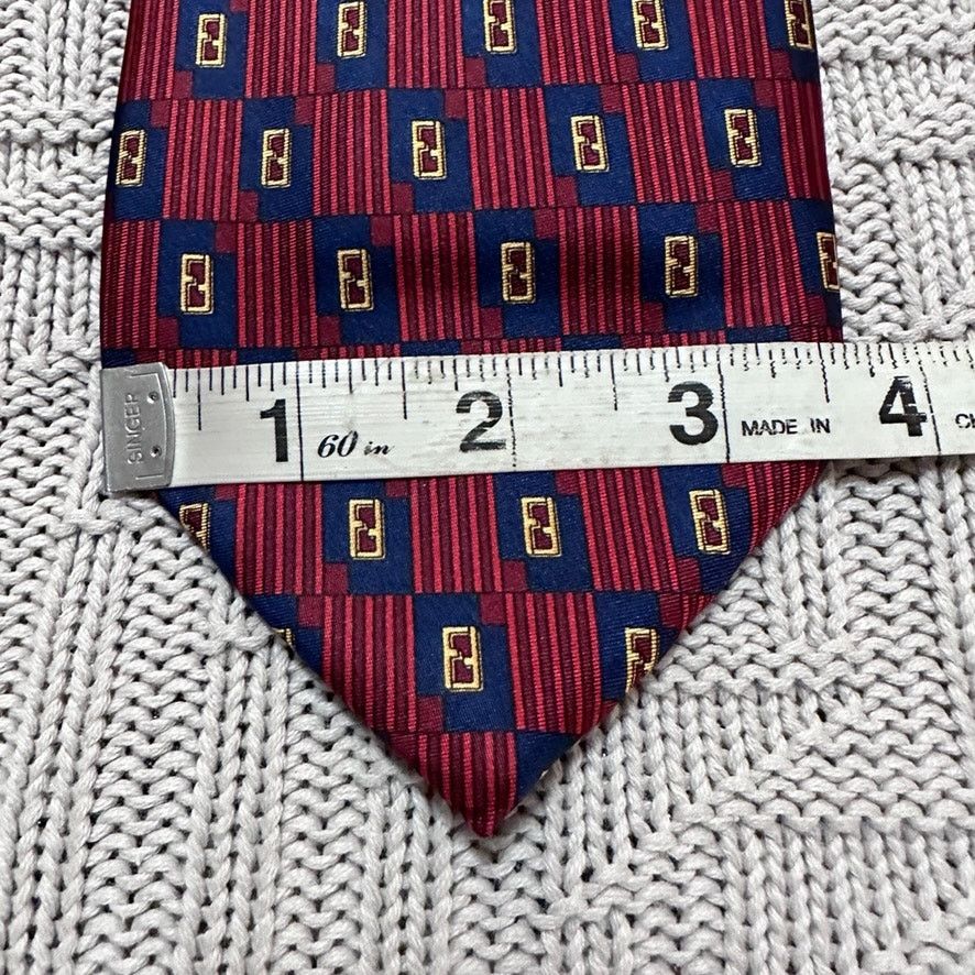 Fendi Vintage Fendi red monogram geometric silk tie Size ONE SIZE - 7 Thumbnail