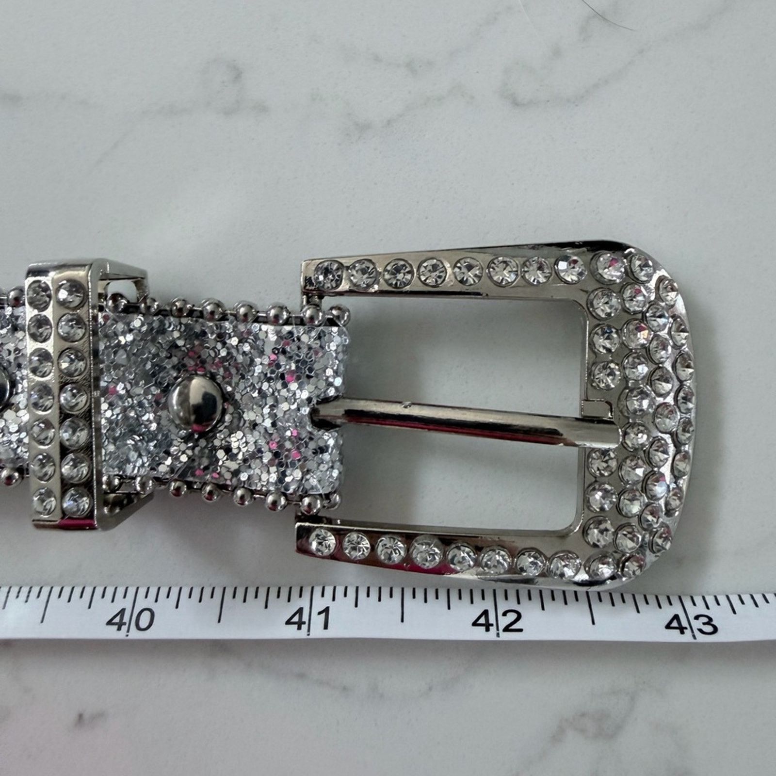 Other New Y2K Silver Full Rhinestone Embellished Belt Size ONE SIZE - 5 Thumbnail