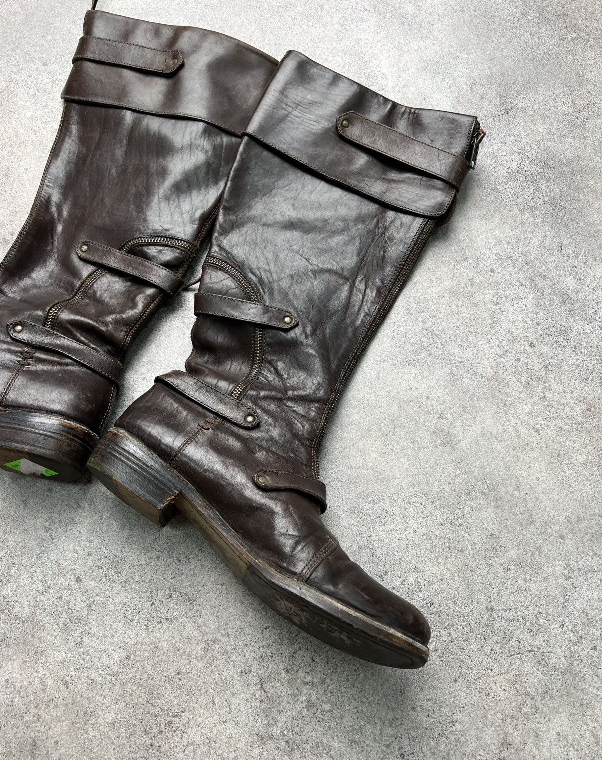 Guidi Vintage italian leather high knee belted boots with zips Size US 10 / IT 40 - 10 Thumbnail