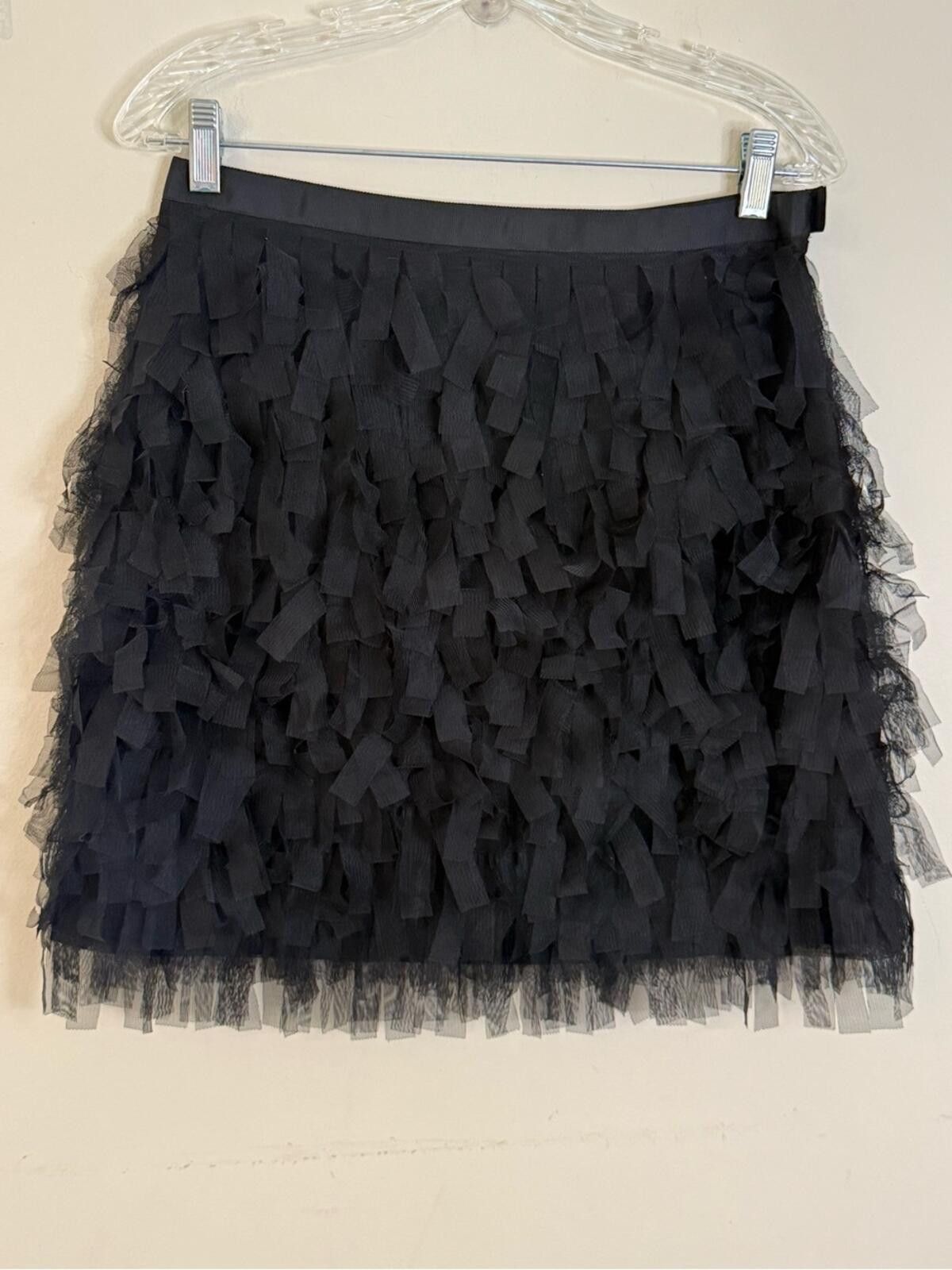 Other Loft black feathery mesh mini skirt side zipper SZ 2 Size 26" / US 2 / IT 38 - 2 Thumbnail