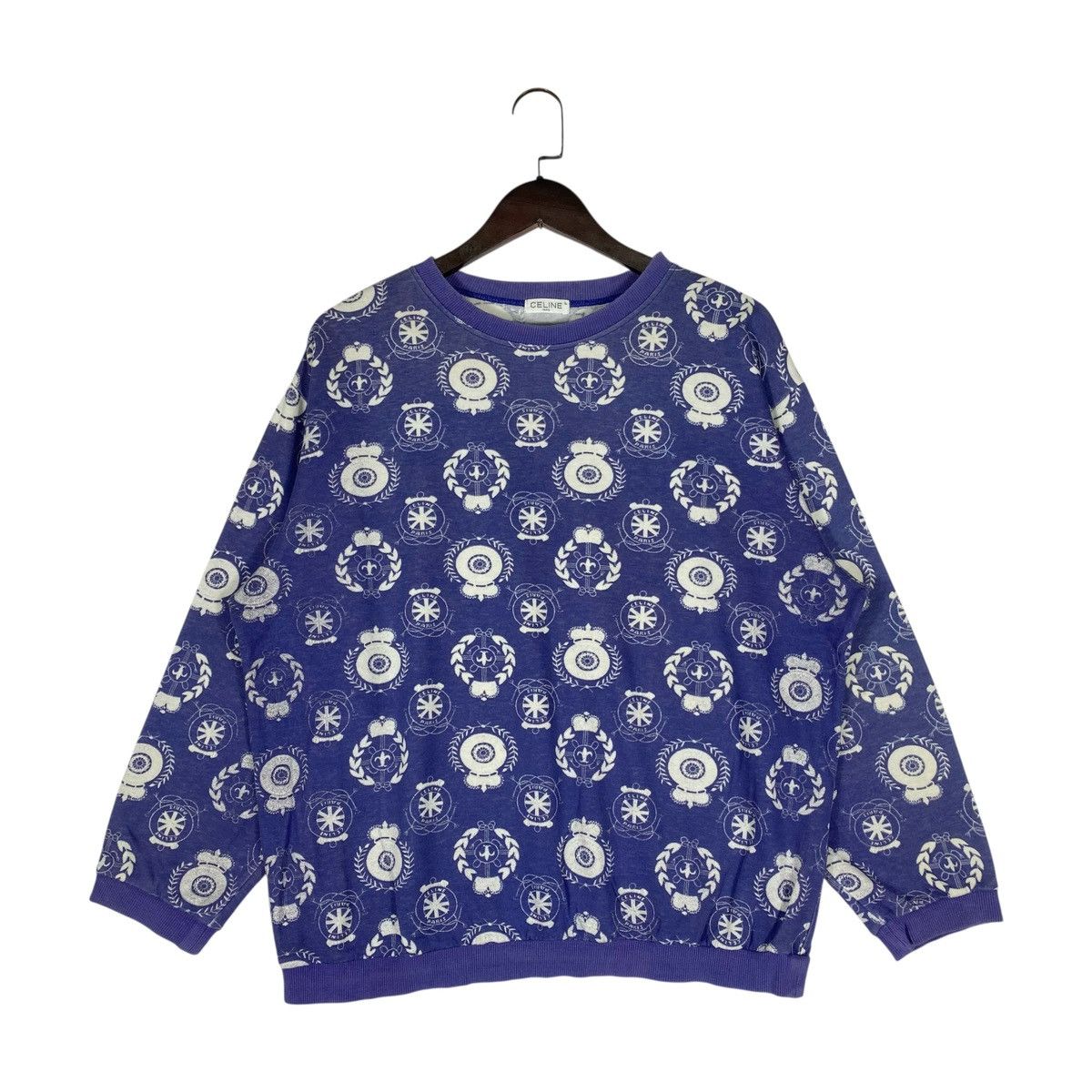 Celine Vintage 90s Celine Sweatshirt All Over Print Made In Japan Size L / US 10 / IT 46 - 1 Thumbnail
