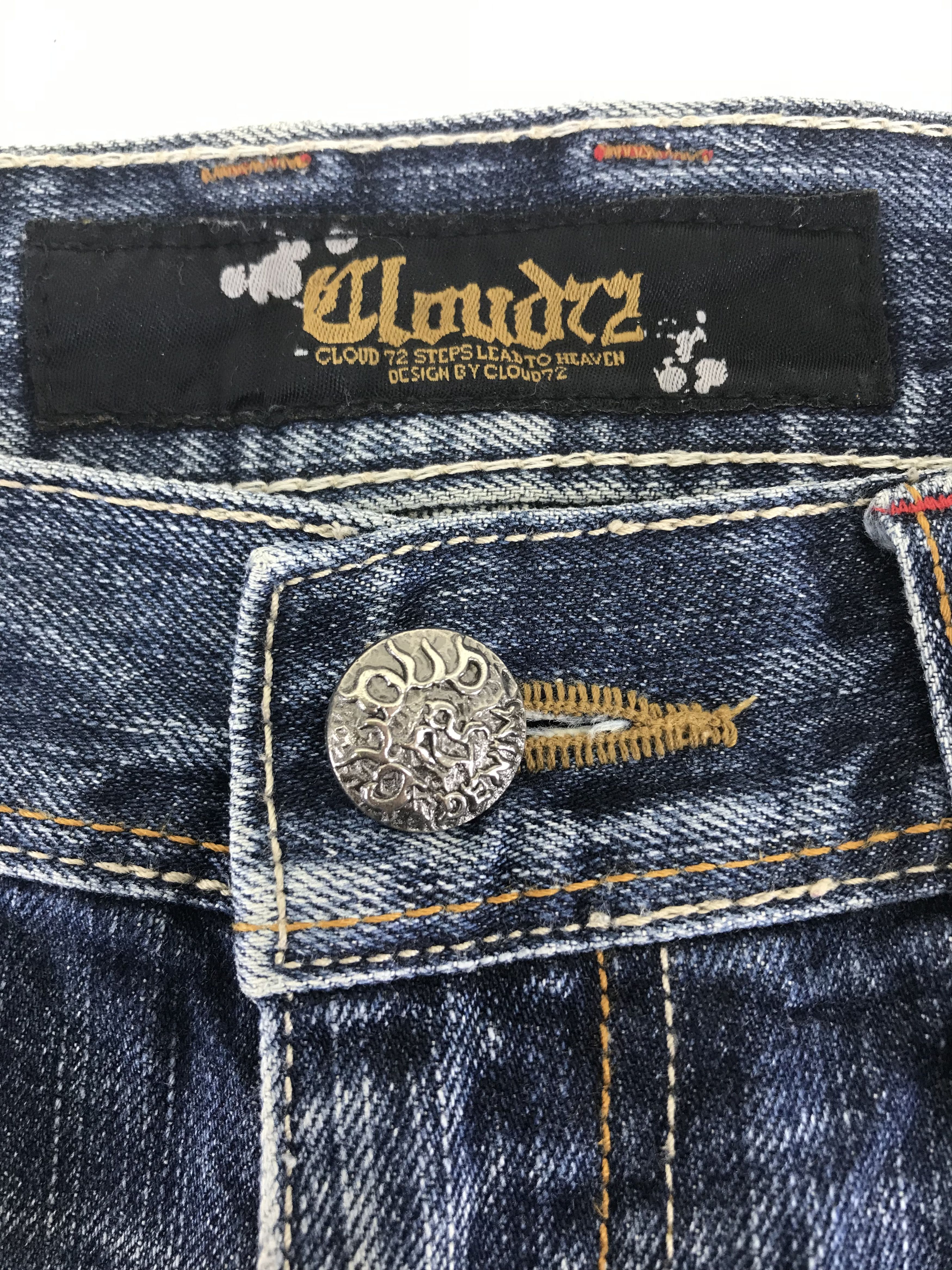 Beauty Beast Vintage Japanese Cloud 72 Black Cross Embroidered Jeans Size US 34 / EU 50 - 11 Thumbnail