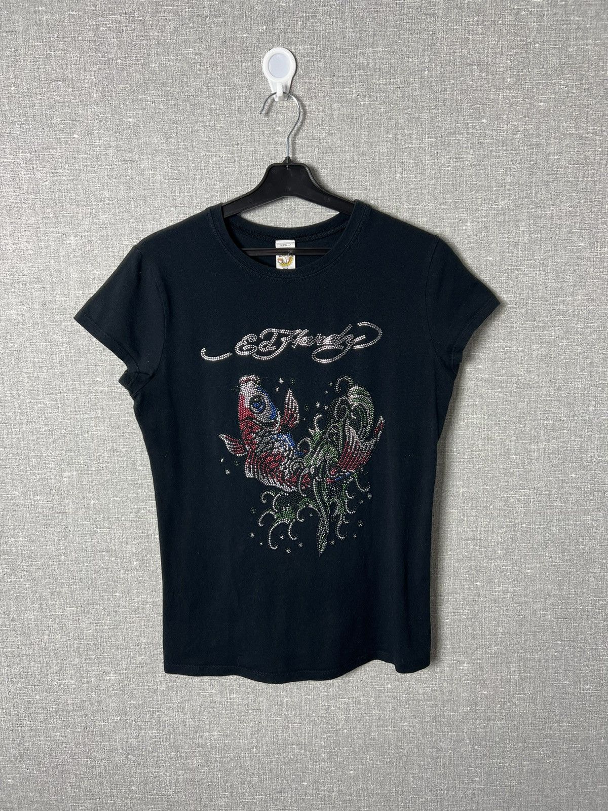 Ed Hardy Y2K Ed Hardy Big Logo With Rhinestones Carps Koi Tee Size M / US 6-8 / IT 42-44 - 1 Thumbnail