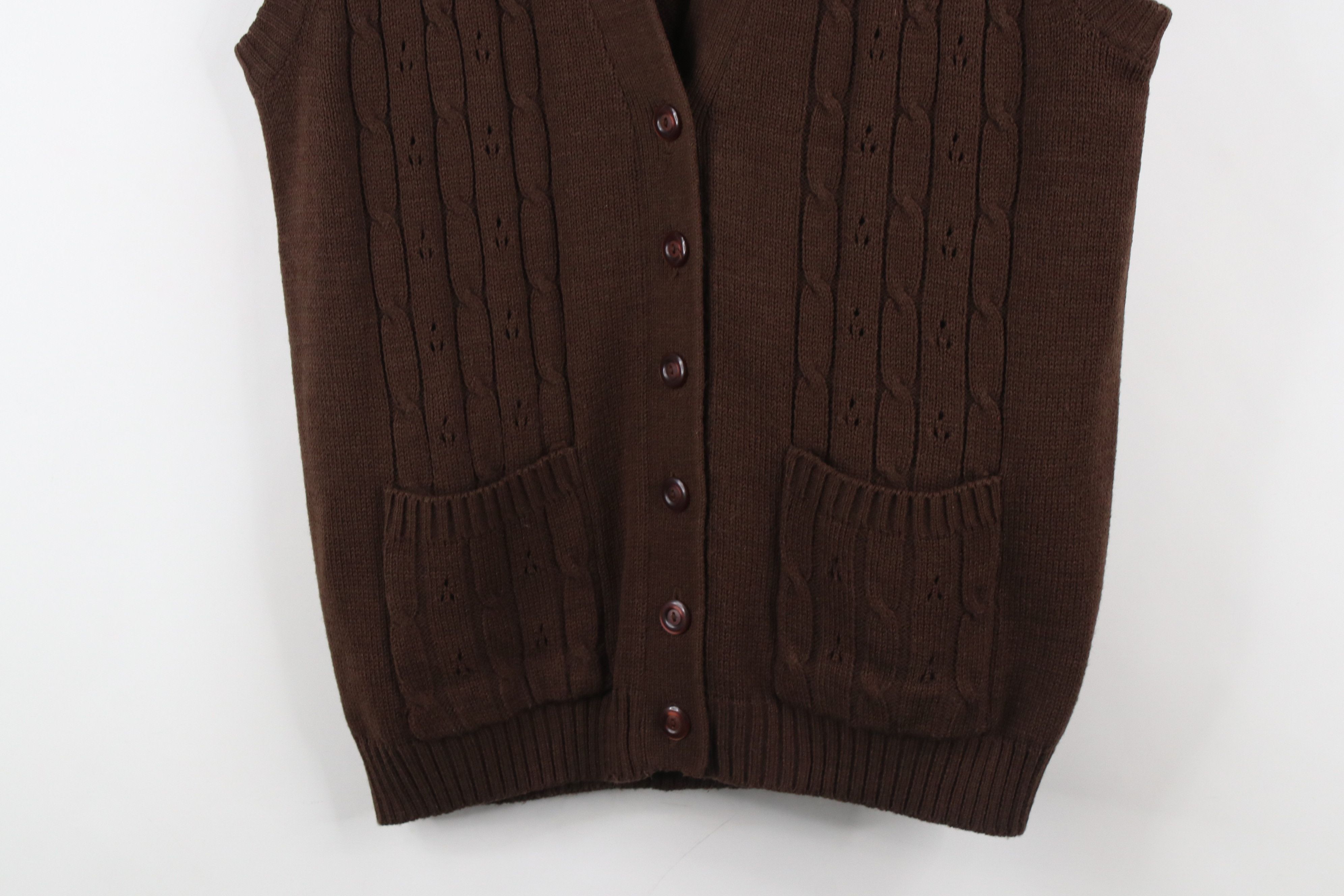 Vintage Vintage 70s Streetwear Geometric Cable Knit Sweater Vest Size M / US 6-8 / IT 42-44 - 3 Thumbnail