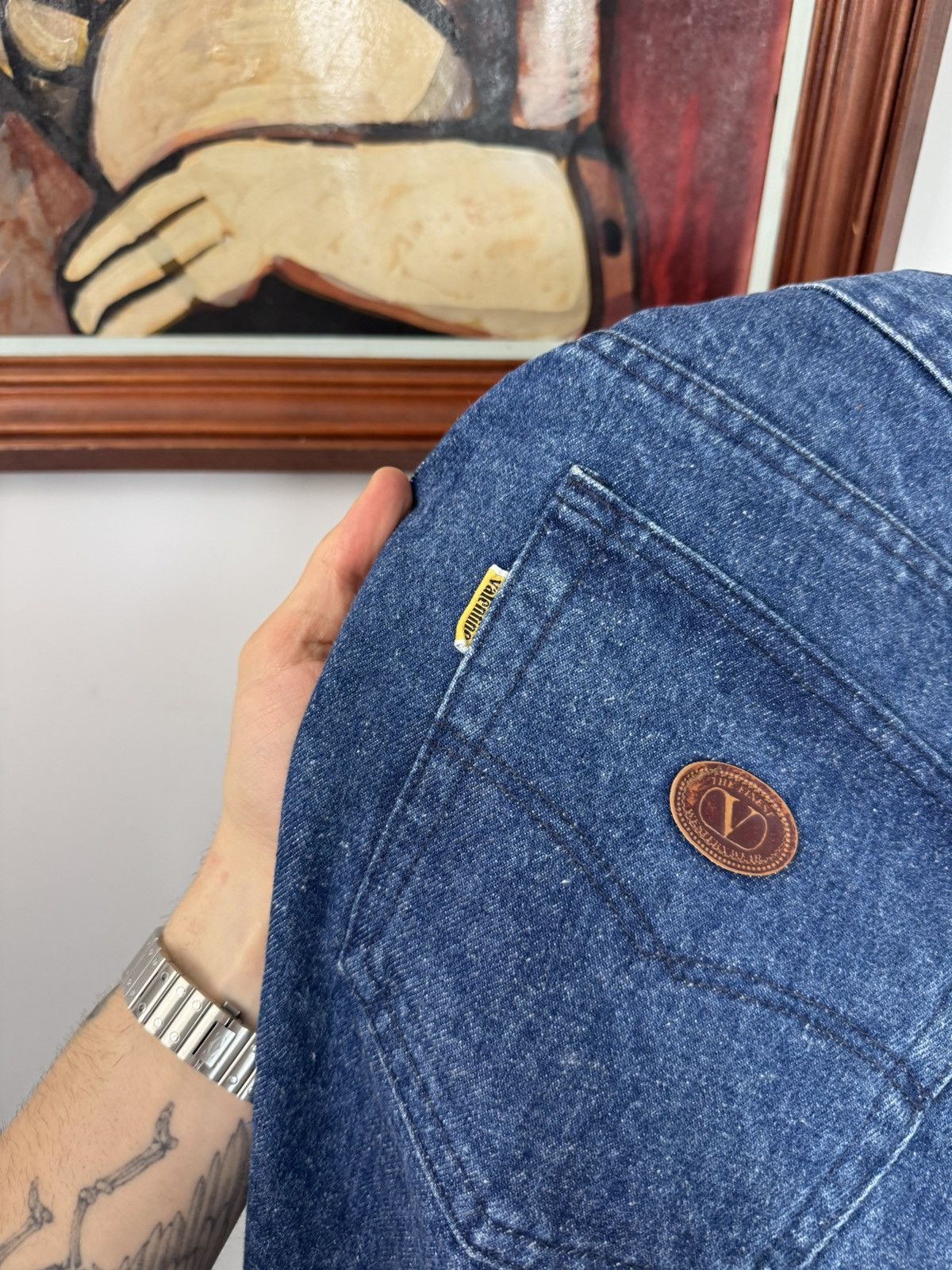 Valentino Vintage VALENTINO Jeans Denim 90s Classic Blue Pant Luxury Size US 33 - 6 Thumbnail