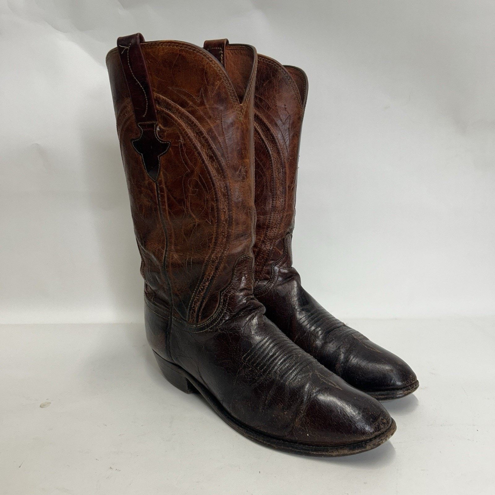 Lucchese Vintage Lucchese Western Cowboy Boots Goat “Brown  display picture 1