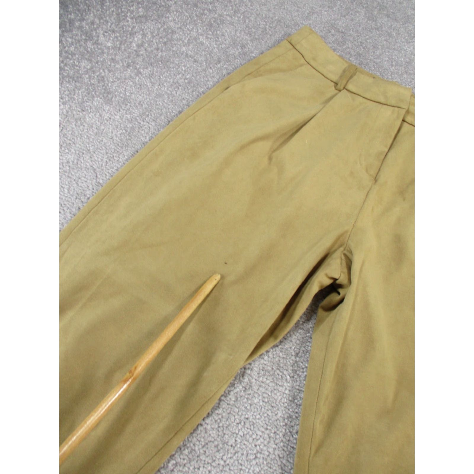 Zara Zara Pants Womens Small Khaki Tan Faux Suede Pleated Front Tapered Leg Size 28" / US 6 / IT 42 - 3 Thumbnail