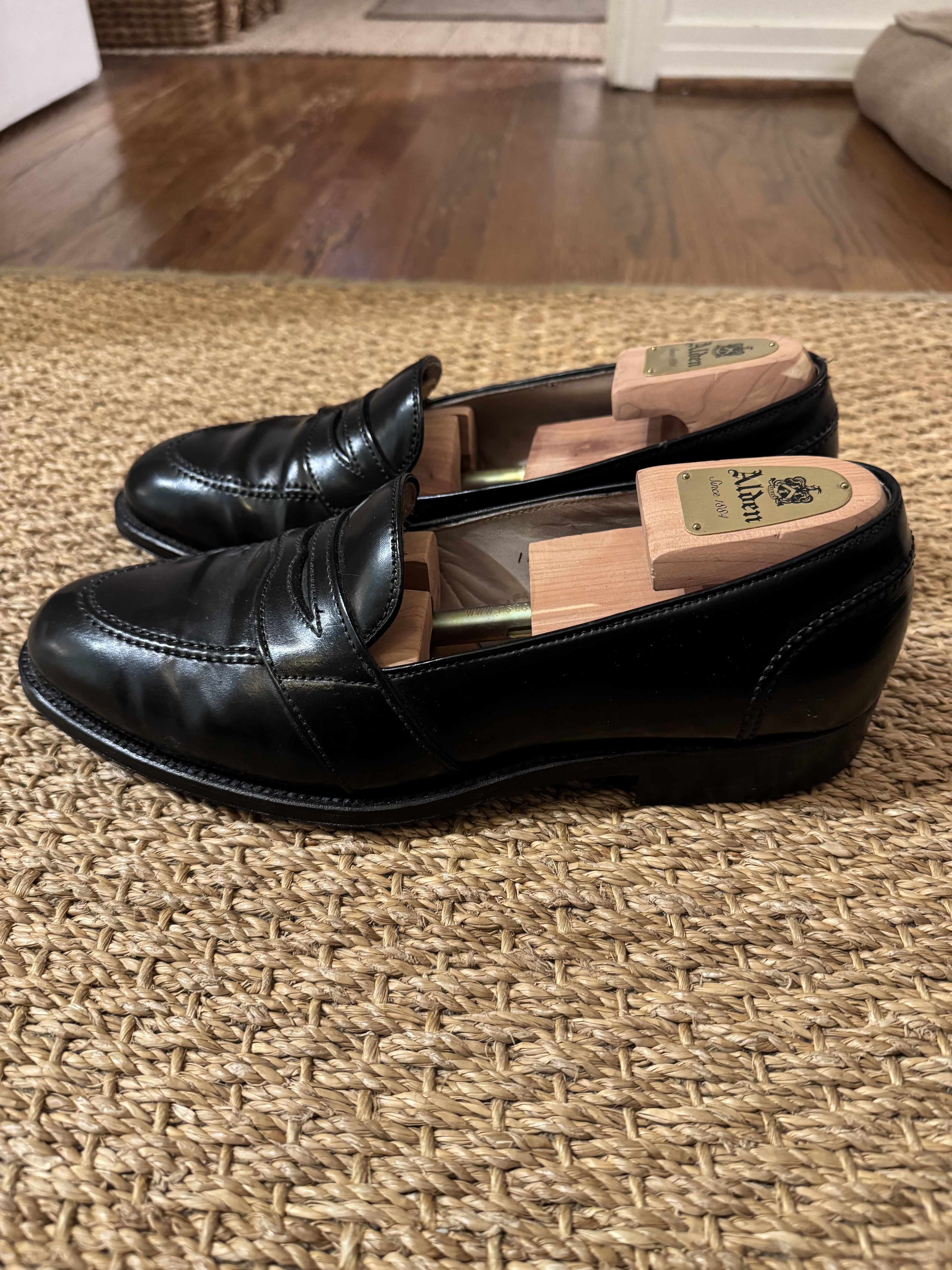 Alden Alden 6845 Shell Full Strap Loafer - Black Size US 11 / EU 44 - 3 Thumbnail