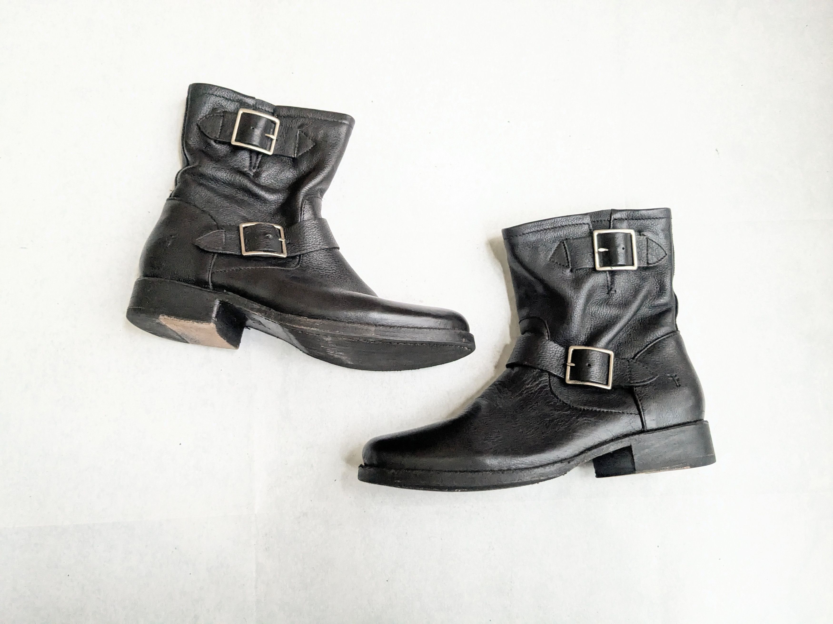 Frye Frye Engineer Boots Black Leather 7 Leather Buckle Size US 7 / EU 40 - 1 Thumbnail