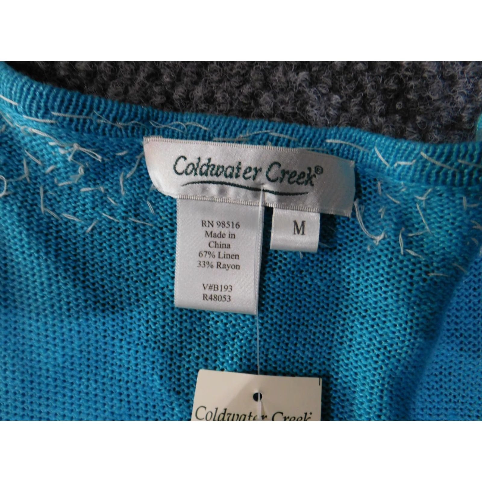 Coldwater Creek Coldwater Creek Sweater Womens Medium Teal Beaded Neck 3/4 Sleeve Linen Rayon Scoop Neck Pullover Knit Size M / US 6-8 / IT 42-44 - 6 Thumbnail
