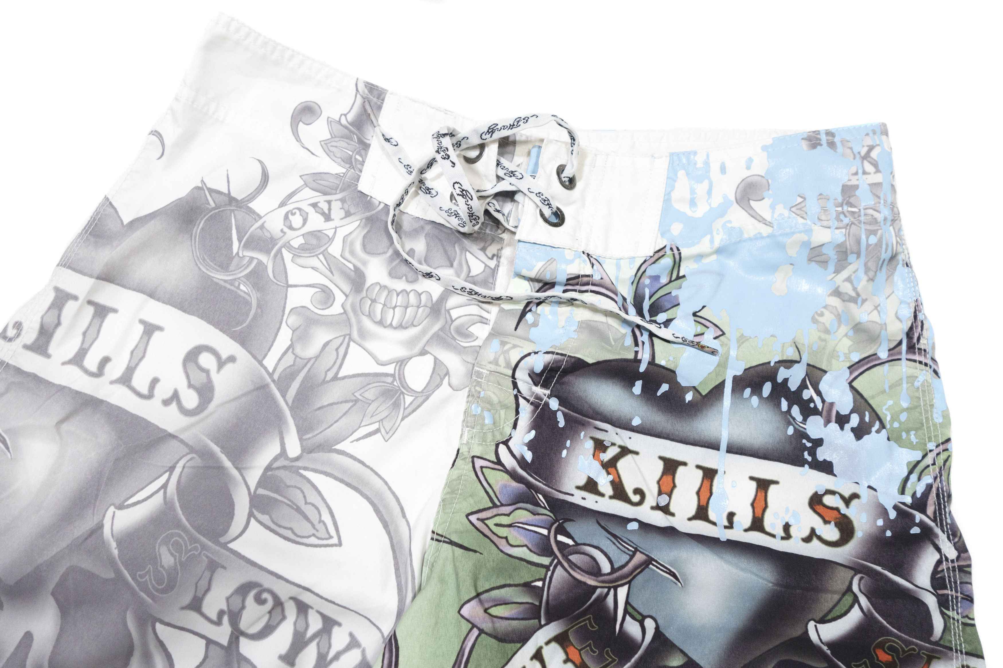 Ed Hardy 00S Skull Printed All Over Surf Shorts Vintage Size US 32 / EU 48 - 3 Thumbnail