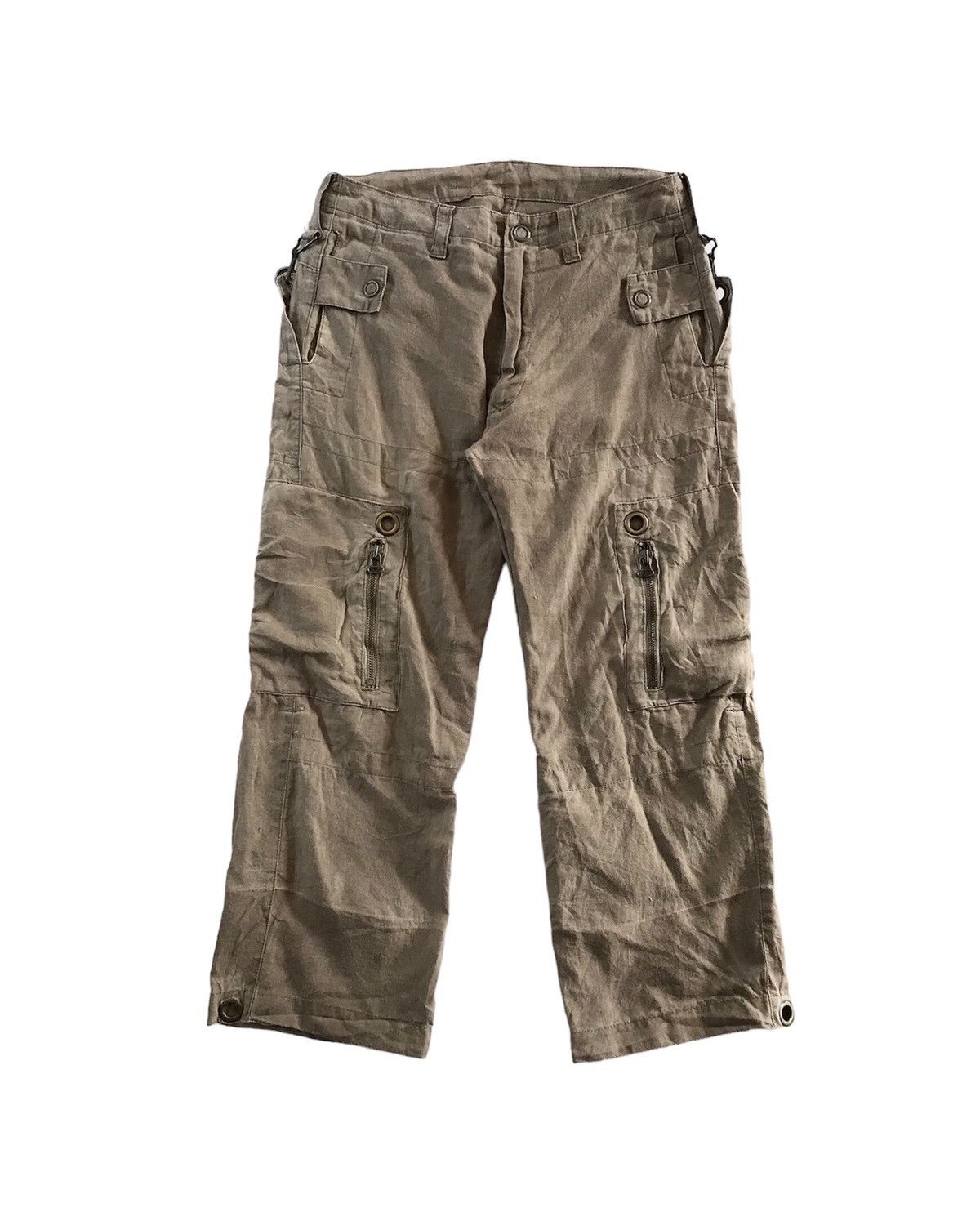 image of Yohji Yamamoto Y’S Linen Ankle Cargo Pants in Brown, Men's (Size 33)