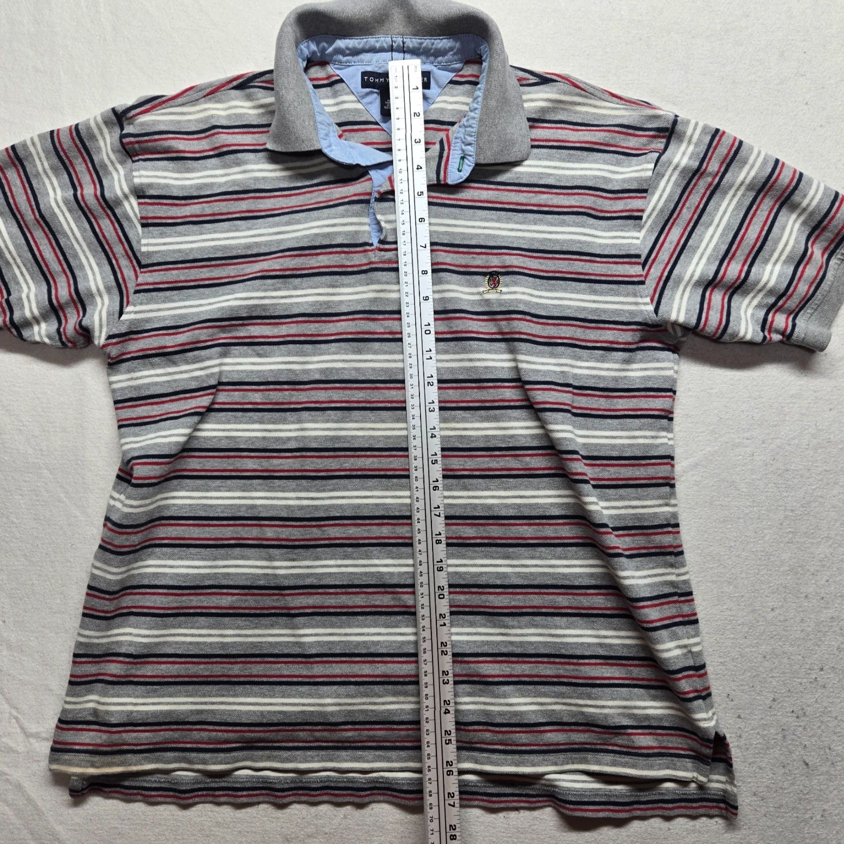Tommy Hilfiger Tommy Hilfiger Golf Polo Shirt Adult XL Gray White Red Striped Polo Shirt Shirt Casual Men's Golf Polo Size US XL / EU 56 / 4 - 6 Thumbnail