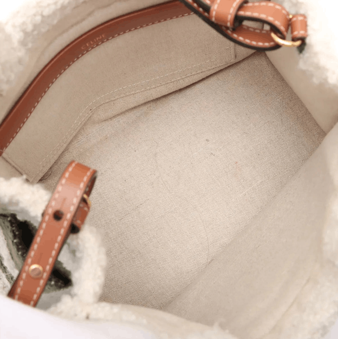 Celine Triomphe Small Cabas Two-Way Handbag White x Green Size ONE SIZE - 8 Thumbnail