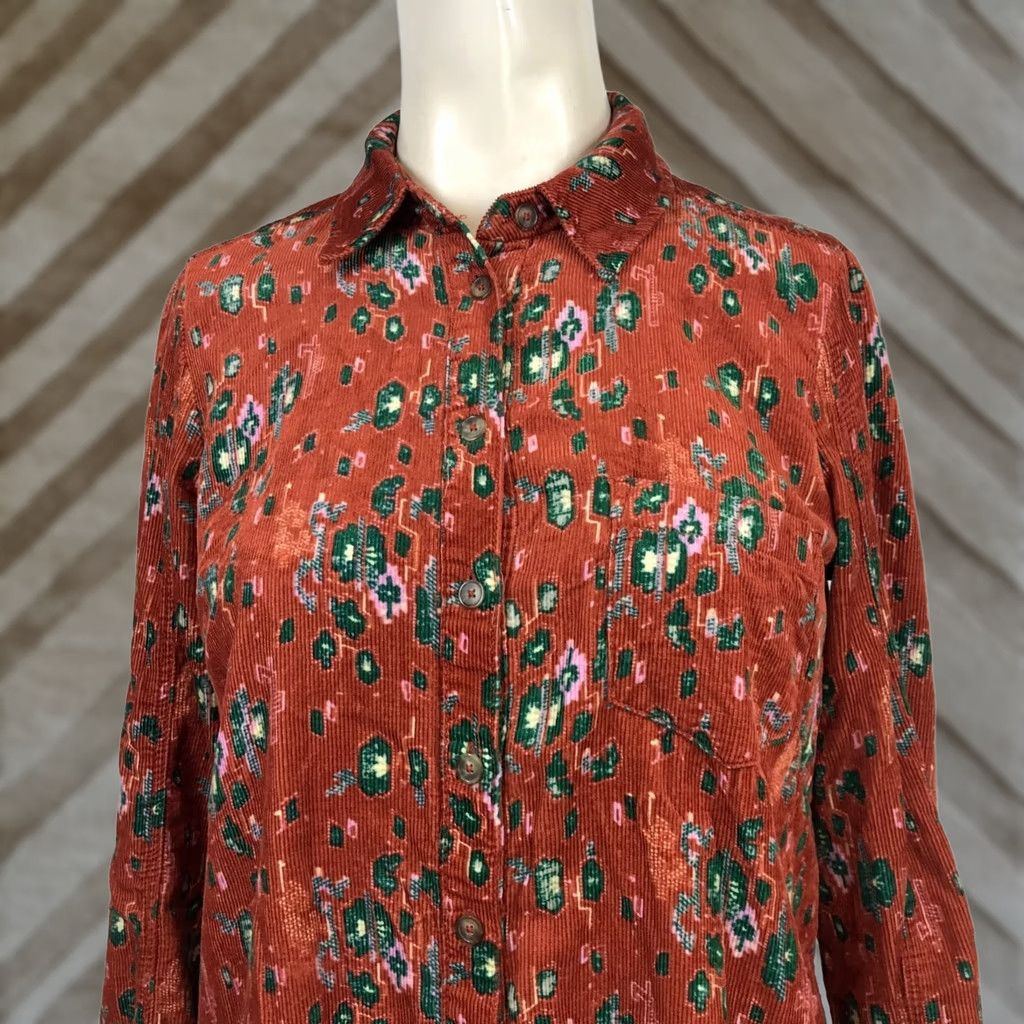 Anthropologie BUILDING BURNT ORANGE CORDUROY BUTTON UP SHIRT Womens 2 Size XS / US 0-2 / IT 36-38 - 1 Thumbnail