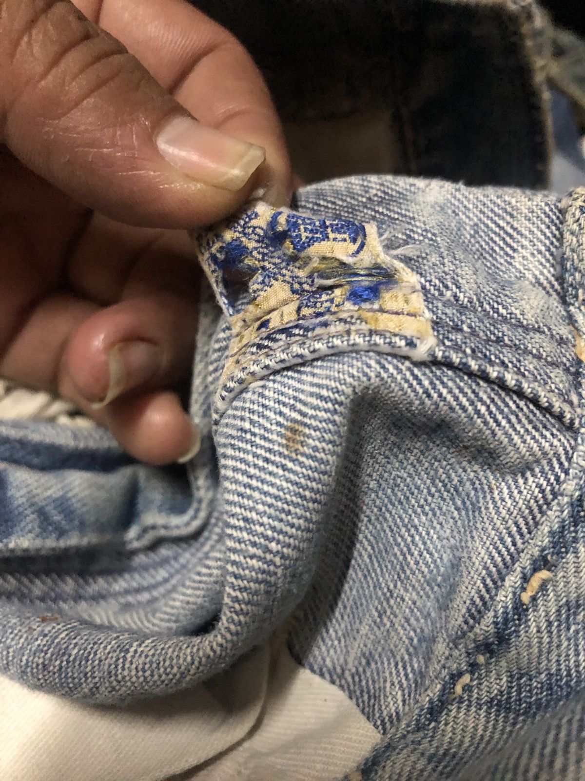 Vintage × Wrangler Rare Vintage 30’s Wrangler Talon Zip Patchwork Denim Pants Size US 33 - 5 Thumbnail