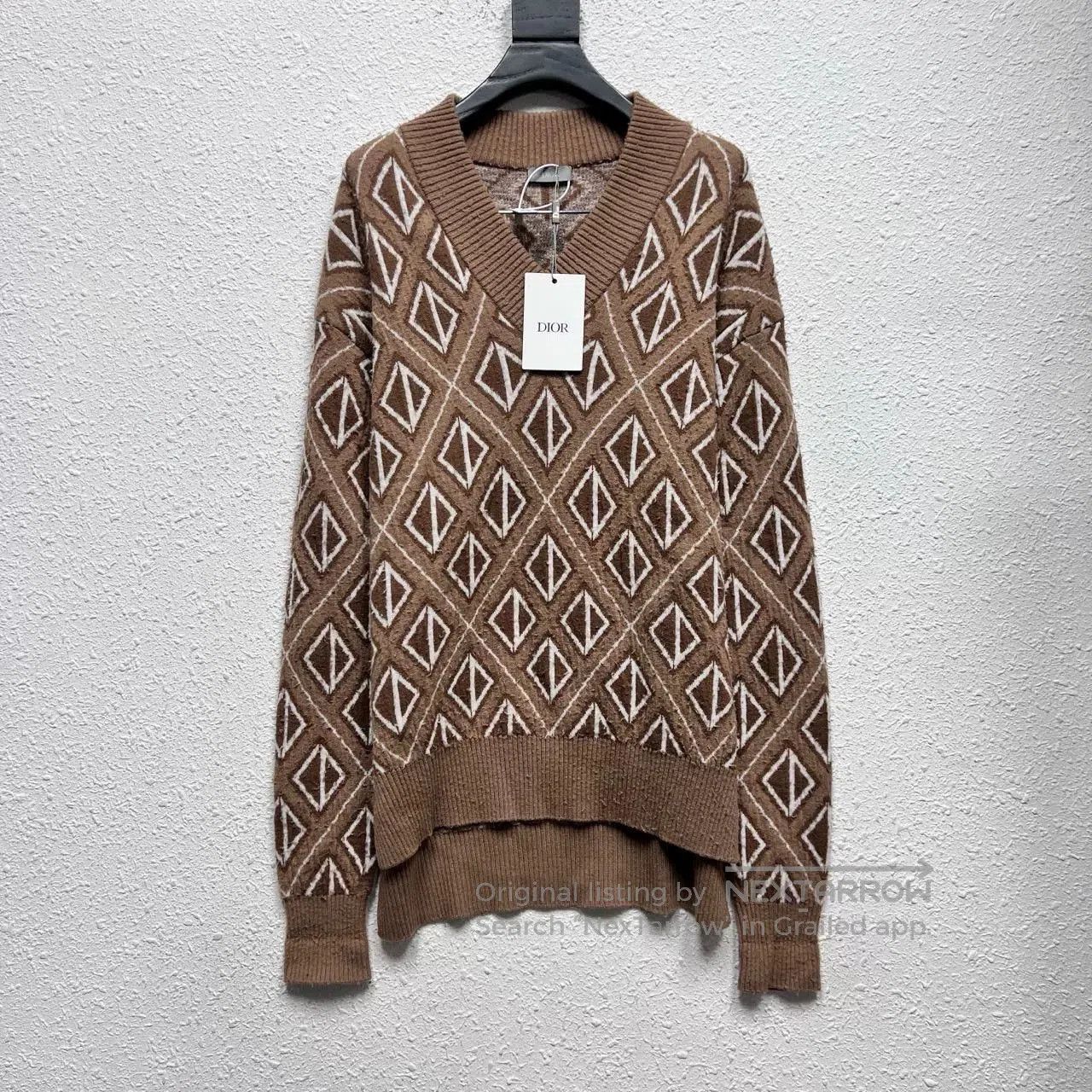 Dior dior ss22 diamond pattern brown cashmere sweater. Size S / US 4 / IT 40 - 1 Thumbnail