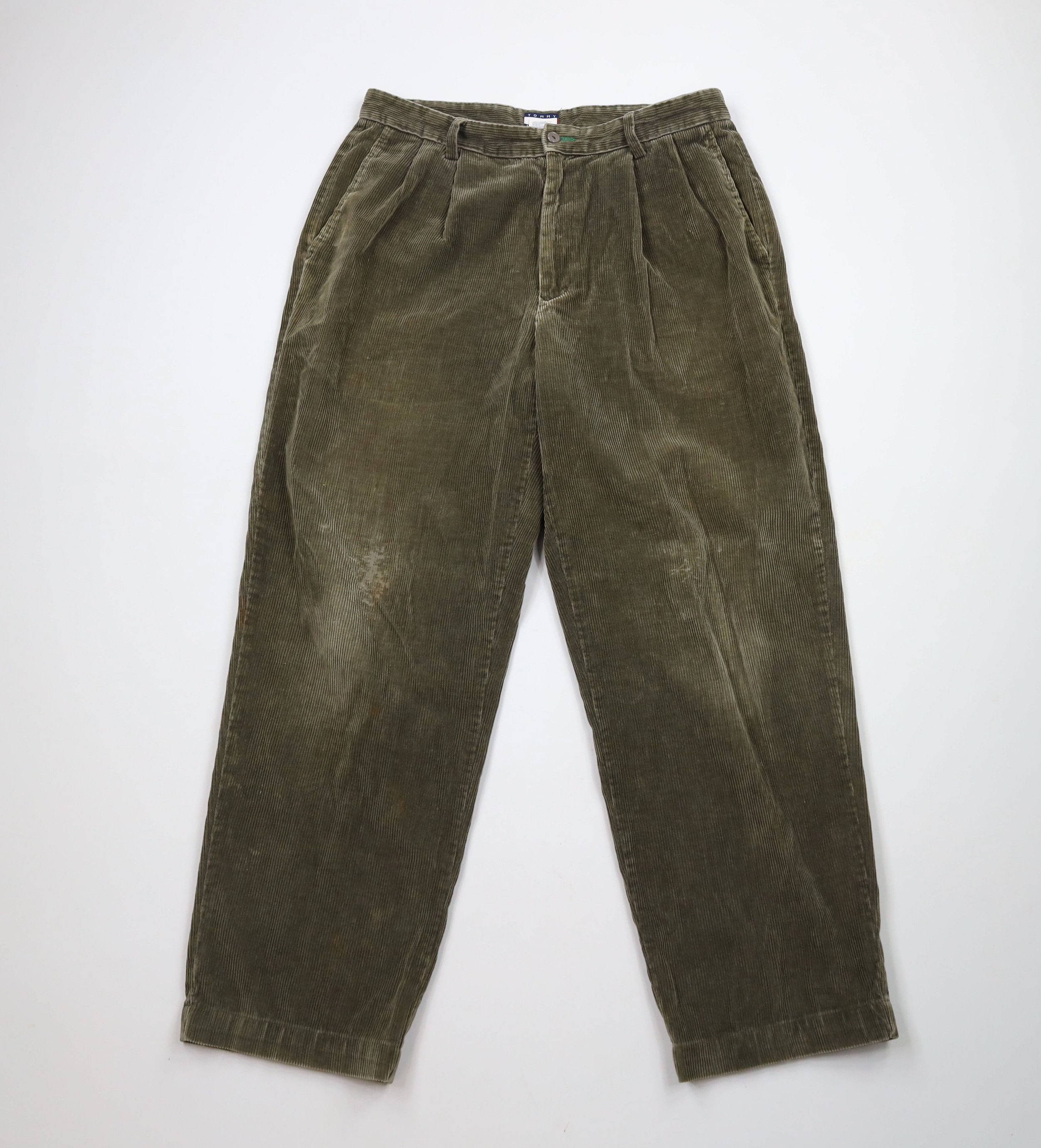Tommy Hilfiger × Vintage Vintage 90s Tommy Hilfiger Pleated Wide Leg Corduroy Pants Size US 32 / EU 48 - 1 Thumbnail