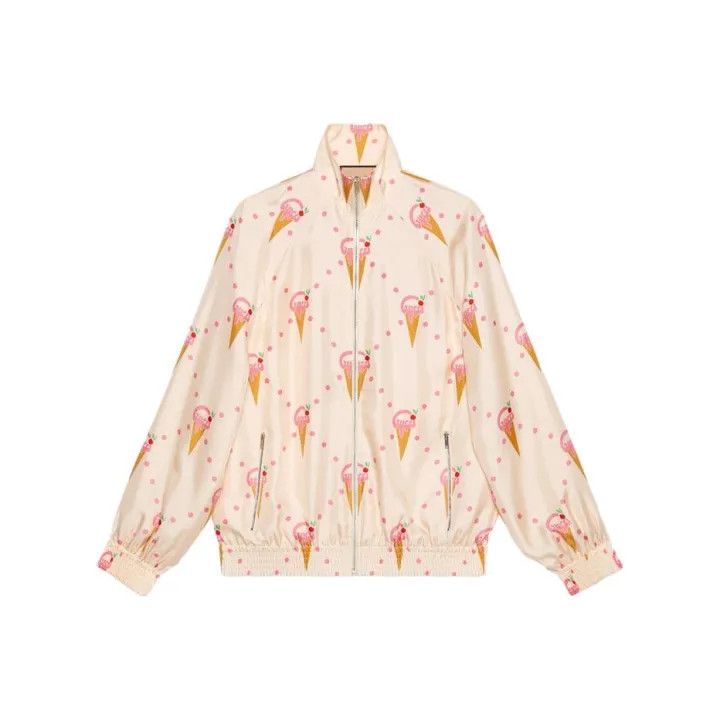 Gucci GUCCI Ice Cream Pattern Silk Zip Jacket Size S / US 4 / IT 40 - 1 Thumbnail