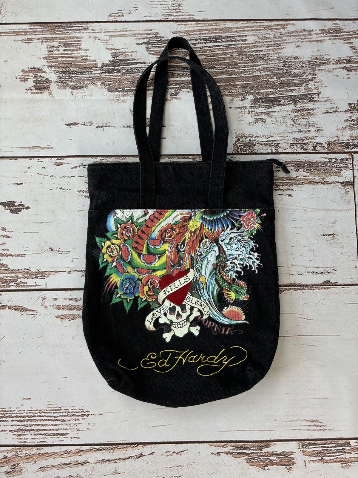 Ed Hardy Ed Hardy Vintage Shopper Tote Bag Y2K Size ONE SIZE - 1 Thumbnail