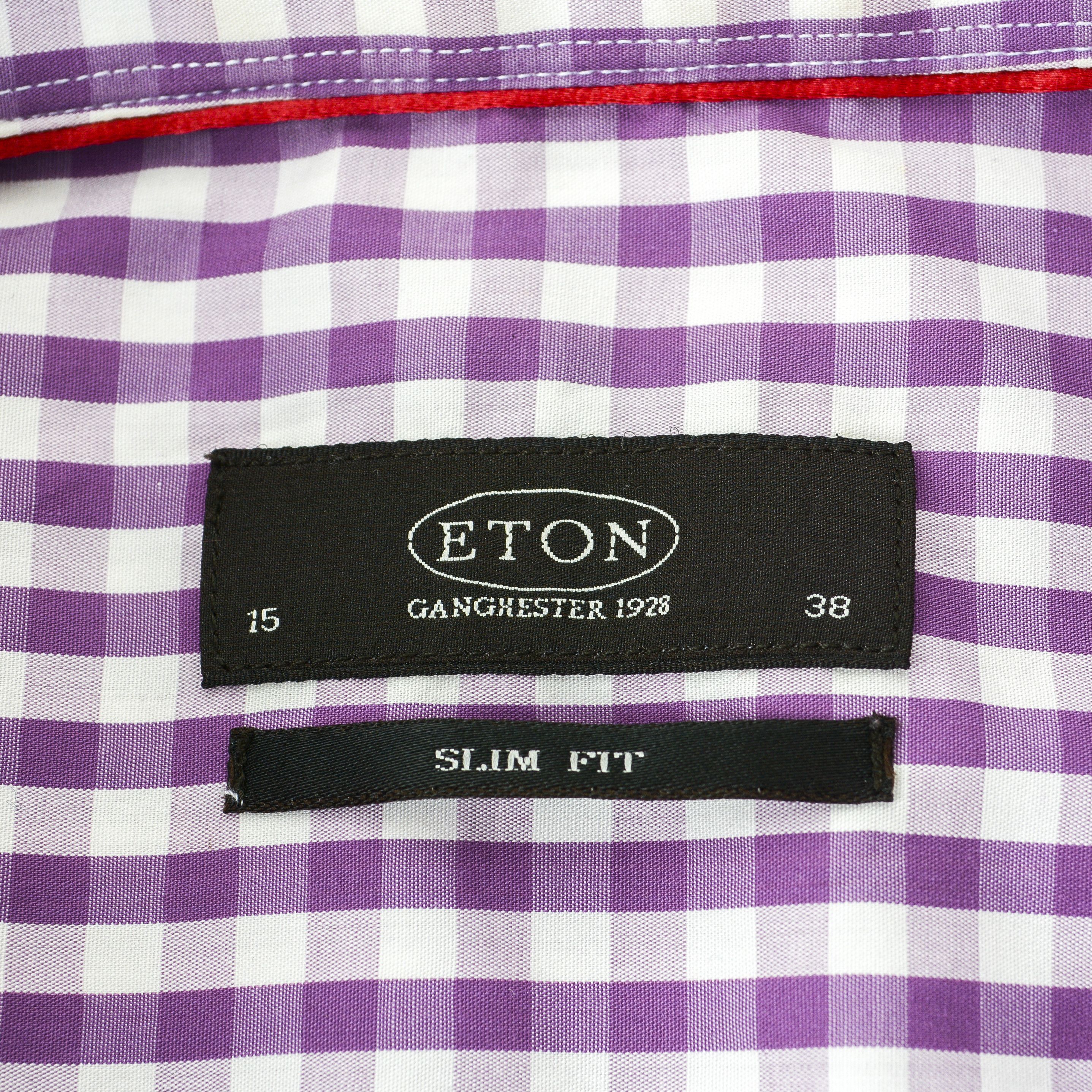 Eton 15" Size 38 Casual Shirt Slim Fit Plaid Check Formal Top Size 38R - 5 Thumbnail