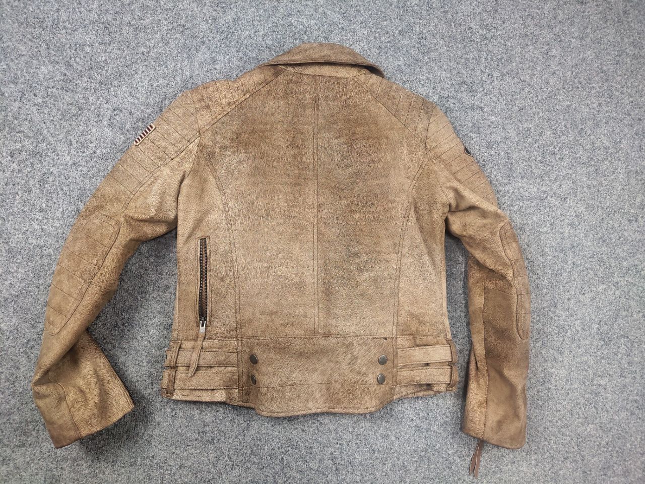 Vintage Vintage Warson Police Perfecto Lamb leather Zip Tan jacket Size L / US 10 / IT 46 - 11 Thumbnail
