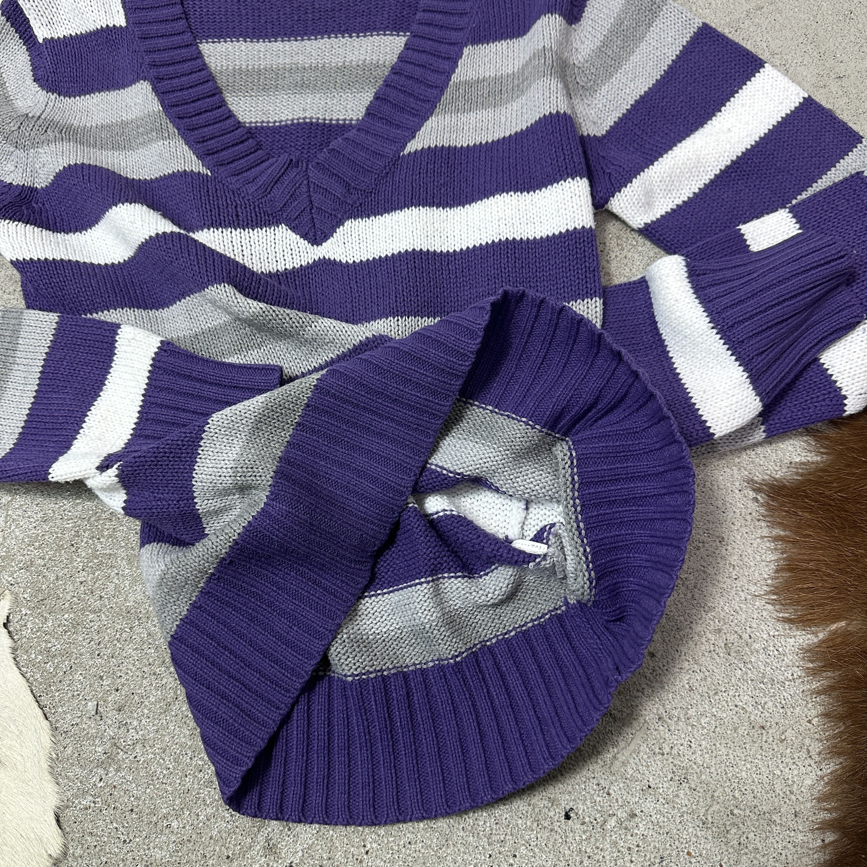 Vintage Vintage Vneck Striped Streetwear Sweater 00s Size S / US 4 / IT 40 - 4 Thumbnail