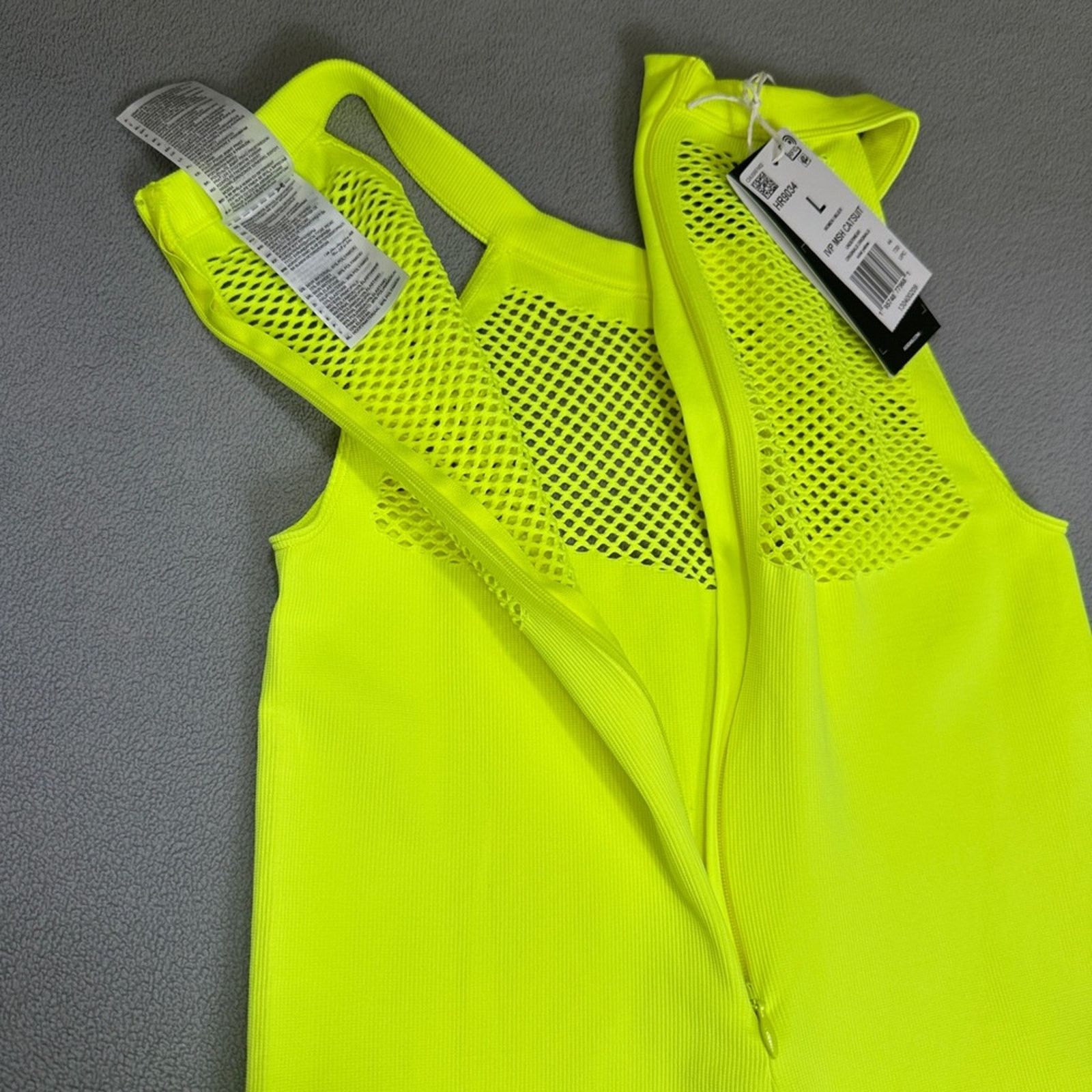 Ivy Park NWT Adidas x Ivy Park L Mesh Knit Catsuit Yellow Jumpsuit Size 34" / US 12 / IT 48 - 5 Thumbnail