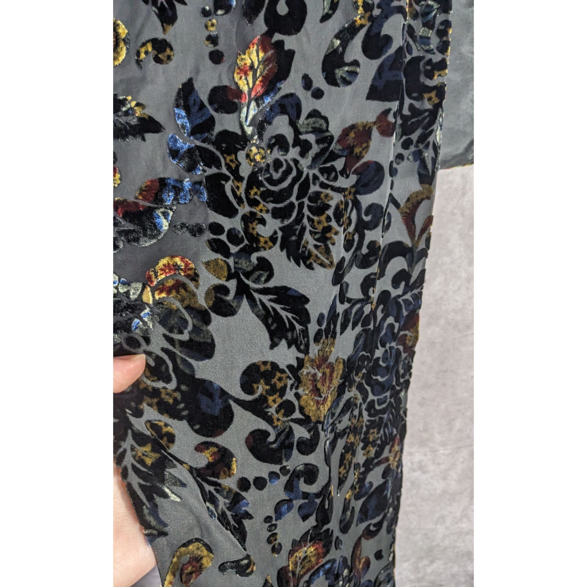 Other Vintage Dark Rainbow Burnt Velvet Floral Scarf Size ONE SIZE - 10 Thumbnail
