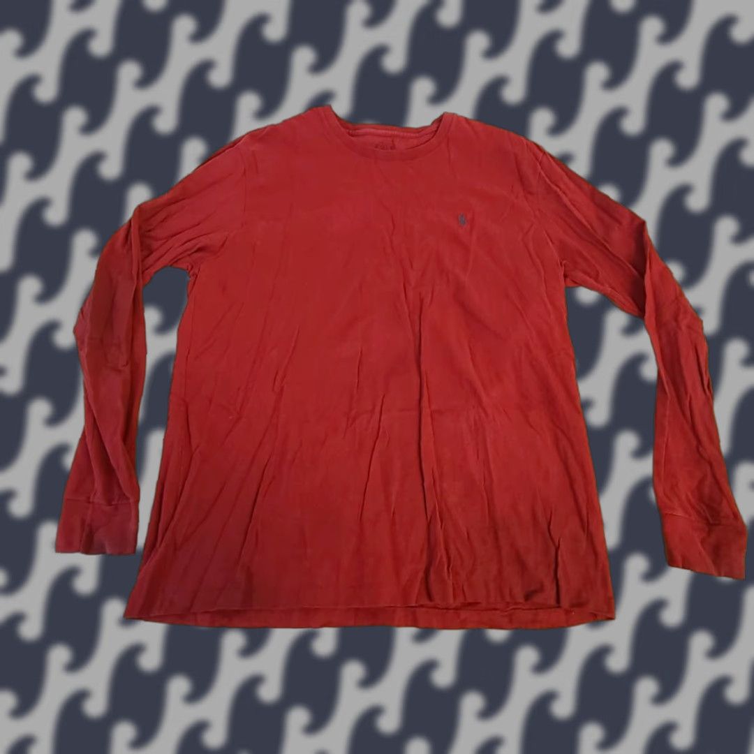 Polo Ralph Lauren Polo Ralph Lauren T-Shirt Long Sleeve Red Men's Large Distressed V-Neck Shirt Size US L / EU 52-54 / 3 - 1 Thumbnail