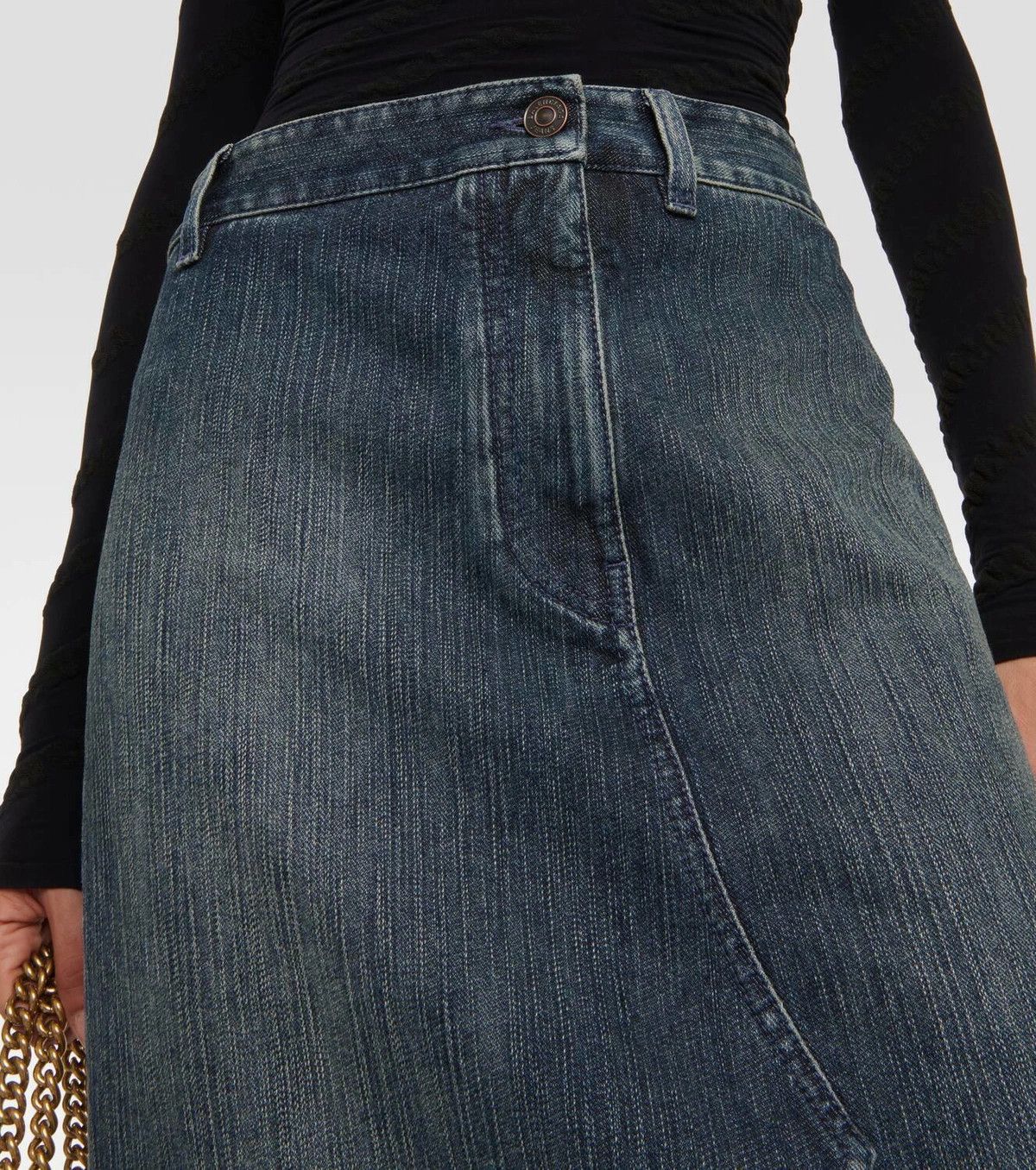 Balenciaga o1y0625 Denim Midi Skirt in Blue Size 26" / US 2 / IT 38 - 2 Thumbnail