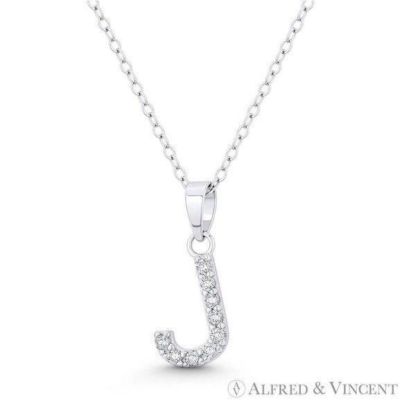 Other Initial "J" CZ Crystal Pendant w/ Cable Chain Necklace Size ONE SIZE - 1 Preview