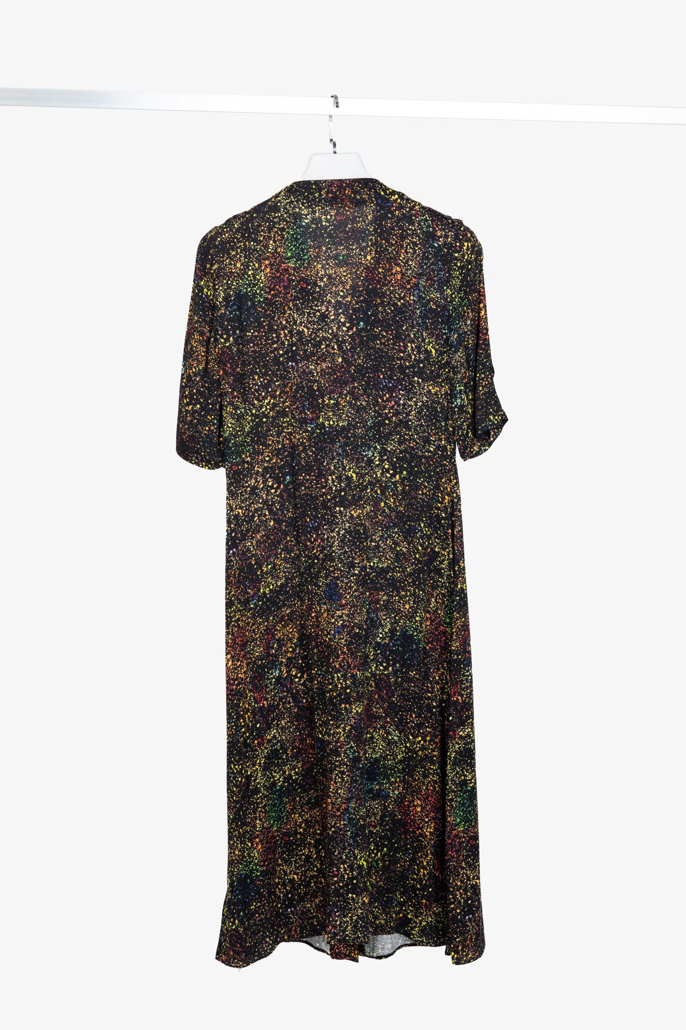 Paul Smith PS Paul Smith Black Paint-Splatter Button-Front Midi Dress Size S / US 4 / IT 40 - 2 Thumbnail