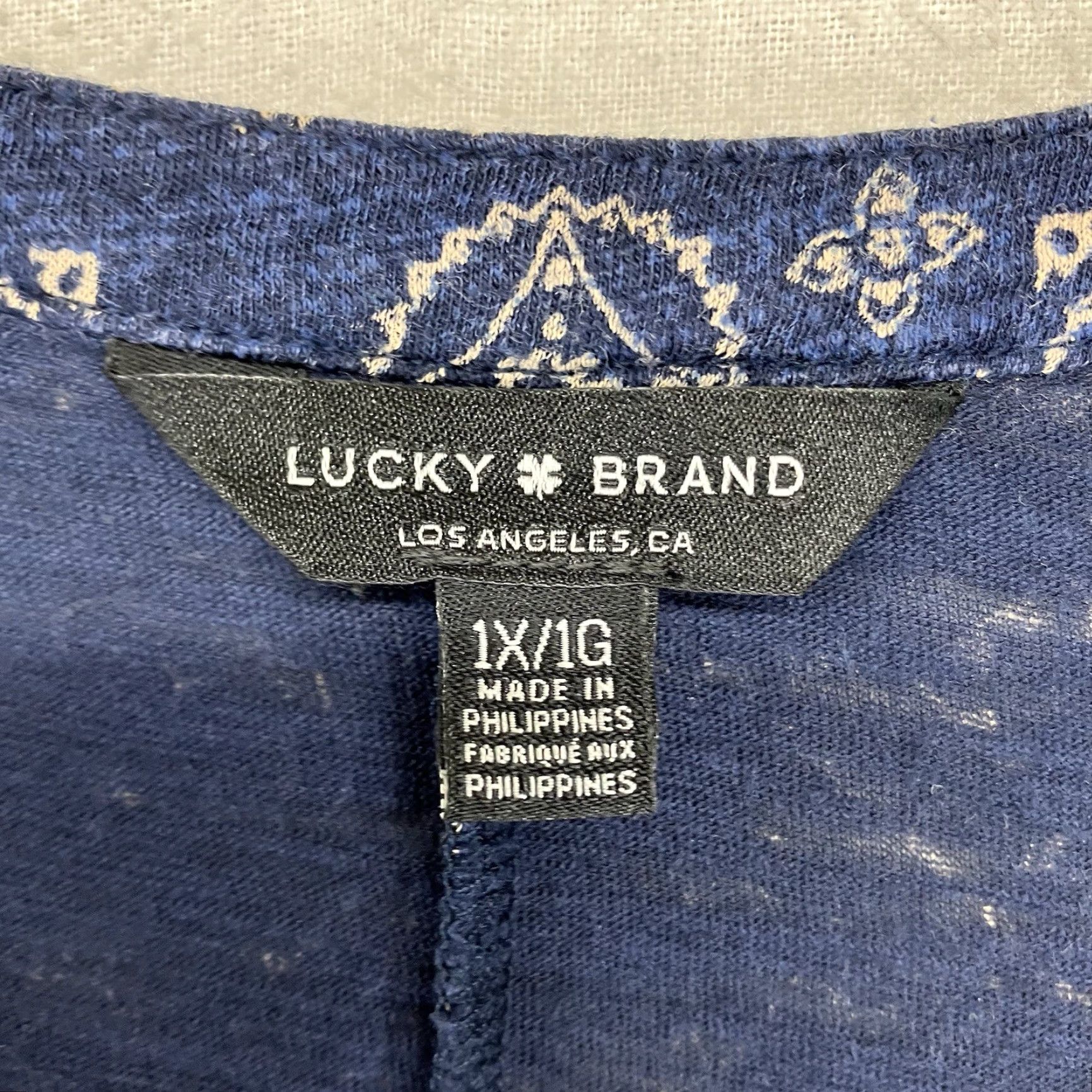 Lucky Brand Lucky Brand Women's Plus Size Blouse 1X Boho Paisley V-Neck Puff Sleeve Cotton Modal Summer Fall Spring Winter Size XL / US 12-14 / IT 48-50 - 3 Thumbnail
