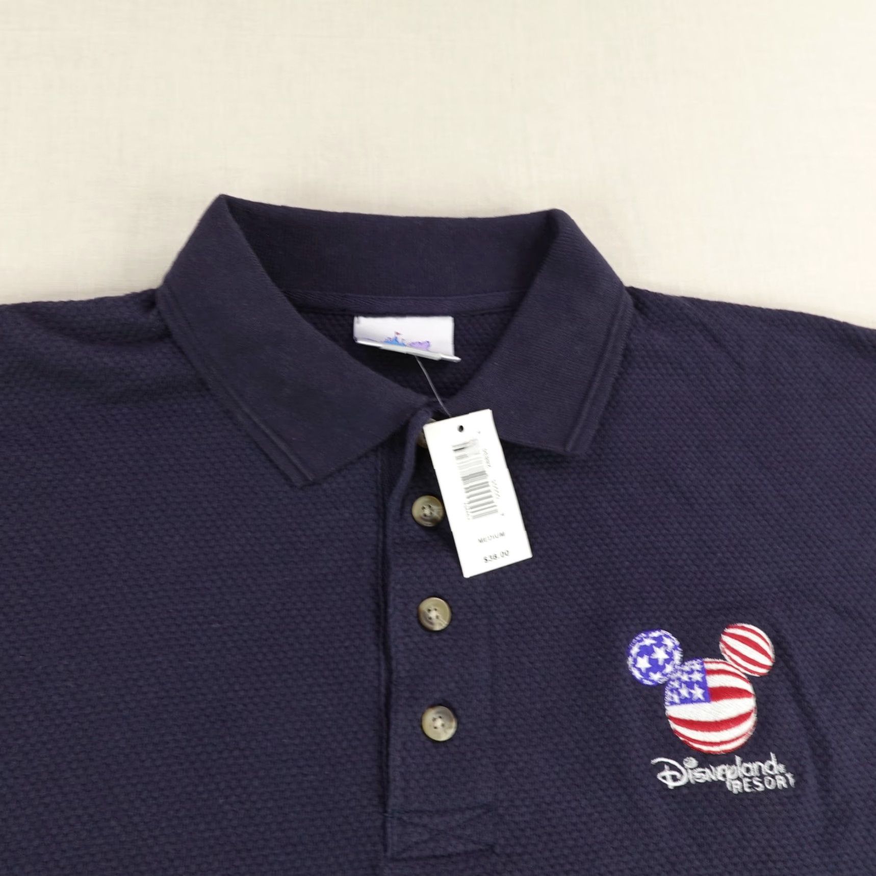 Disney VINTAGE Disney Polo Shirt Mens Medium Navy Blue Mickey Mouse USA Flag Logo NEW Size US M / EU 48-50 / 2 - 2 Thumbnail