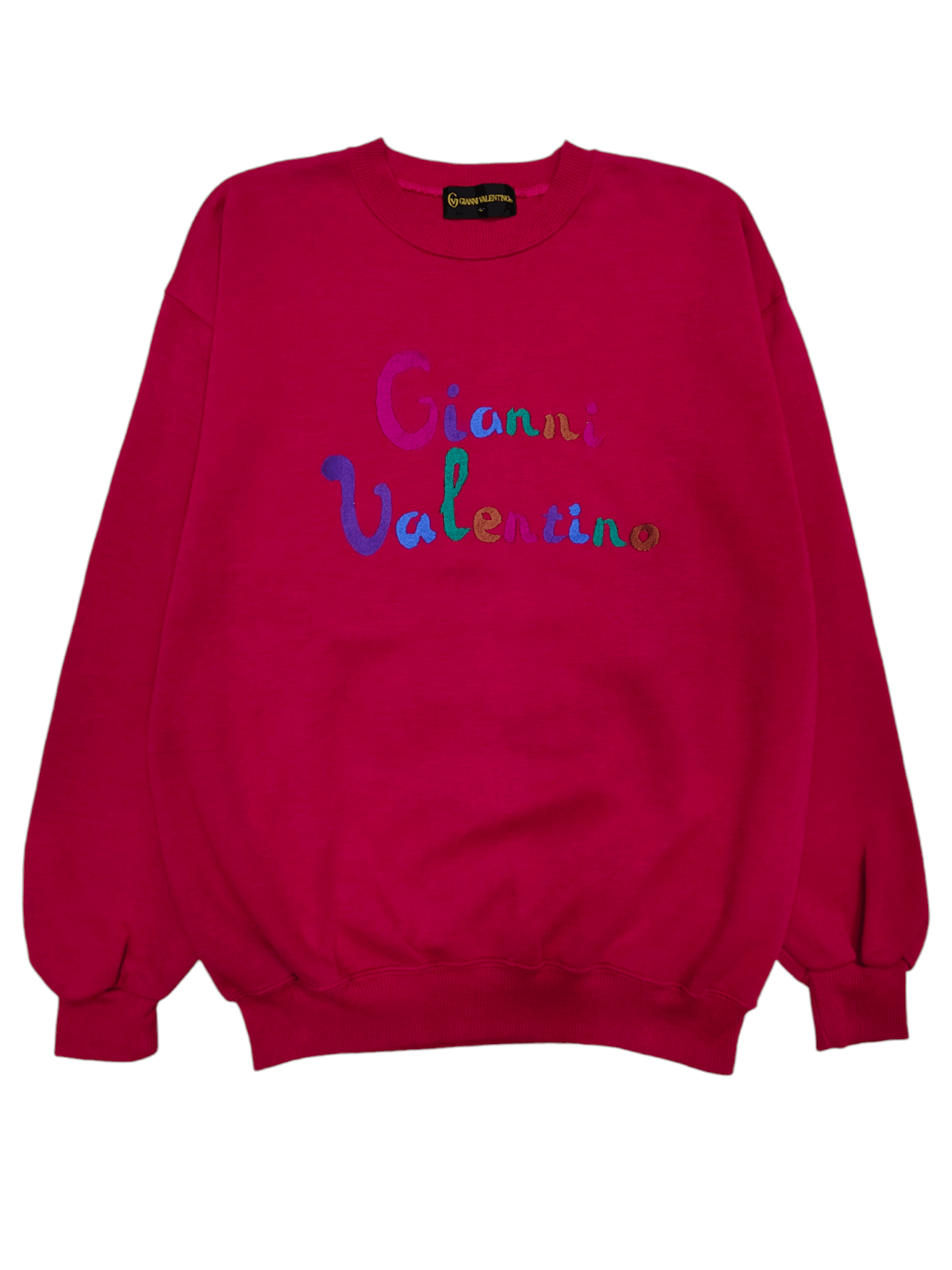 Valentino 90s Gianni Valentino Script Multicolor Embroidered Sweatshir Size US L / EU 52-54 / 3 - 1 Thumbnail