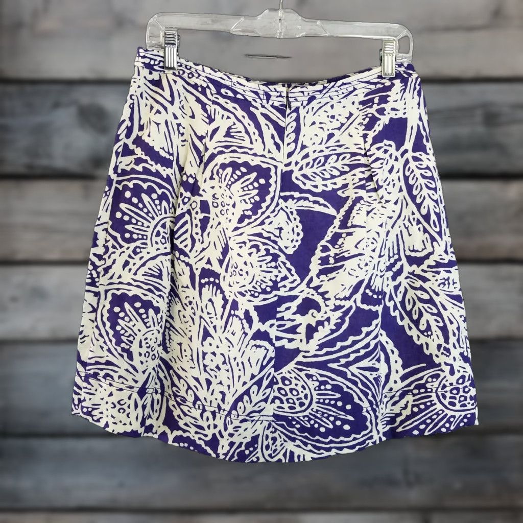 Loft LOFT Ann Taylor Womens Skirt A-Line Purple Linen Blend Size 6 Floral Short Casual Womens Size 28" / US 6 / IT 42 - 1 Thumbnail
