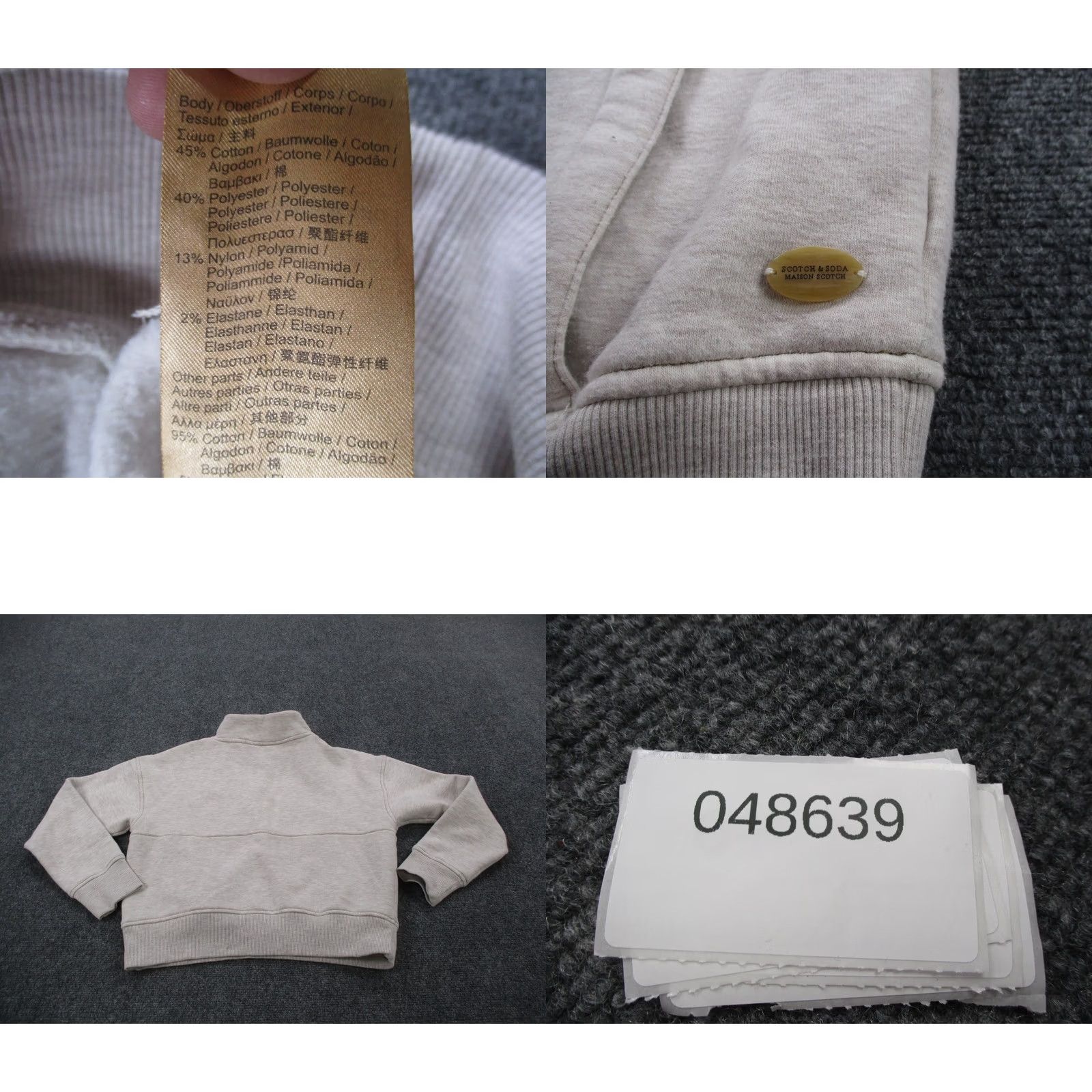Scotch & Soda Scotch & Soda Sweatshirt Womens M Beige Cropped Henley Pullover Casual Knit Long Sleeve Logo Size M / US 6-8 / IT 42-44 - 8 Thumbnail