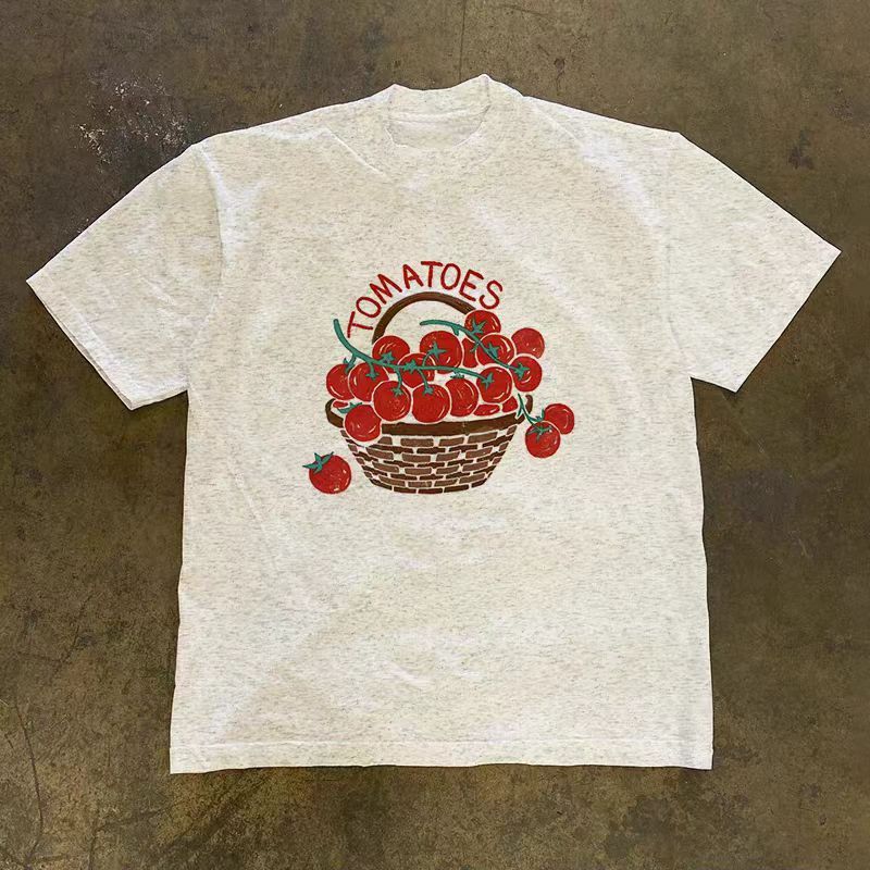 Vintage Street-Style Washed Retro Tomato-Pattern T-Shirt Size US M / EU 48-50 / 2 - 1 Thumbnail